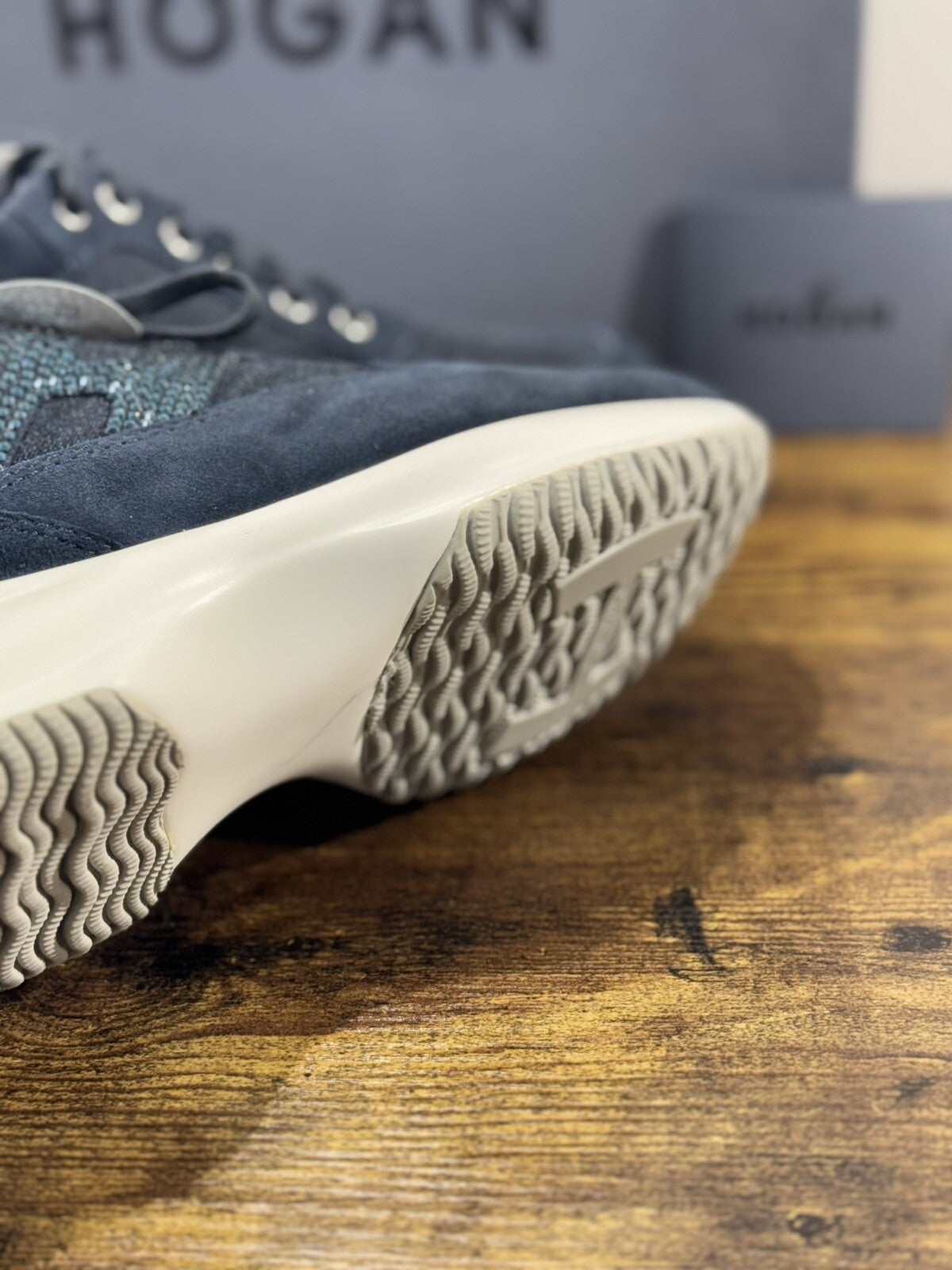 Hogan Interactive Donna Sneaker H Strass Suede Blu Luxury Hogan 39