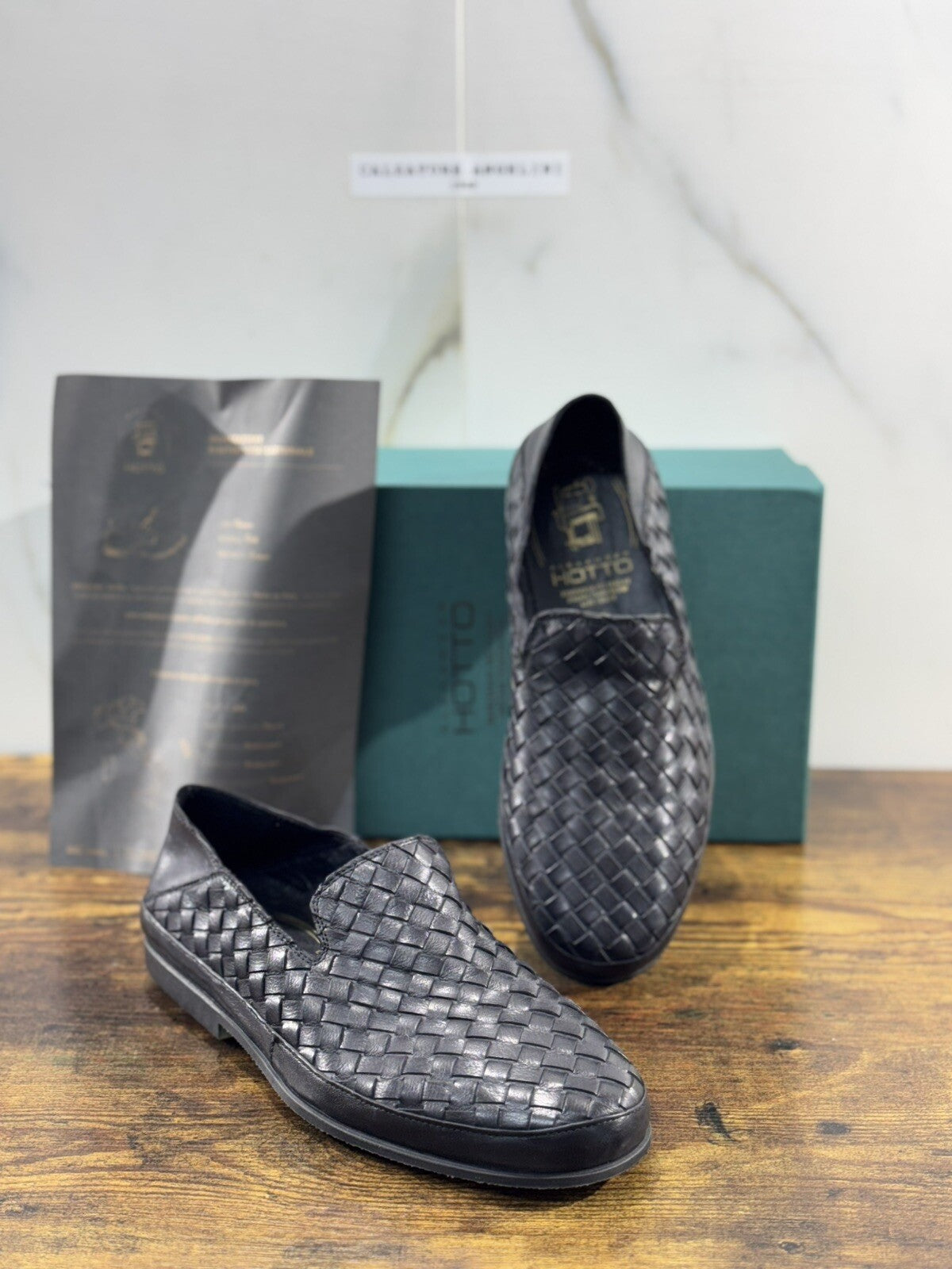 Alexander Hotto Mocassino Pelle Intrecciata handmade men sartorial Shoes 44