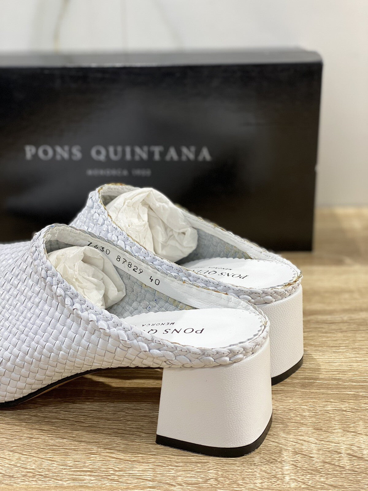 Pons quintana Mule donna pelle Bianca Carol modello 38