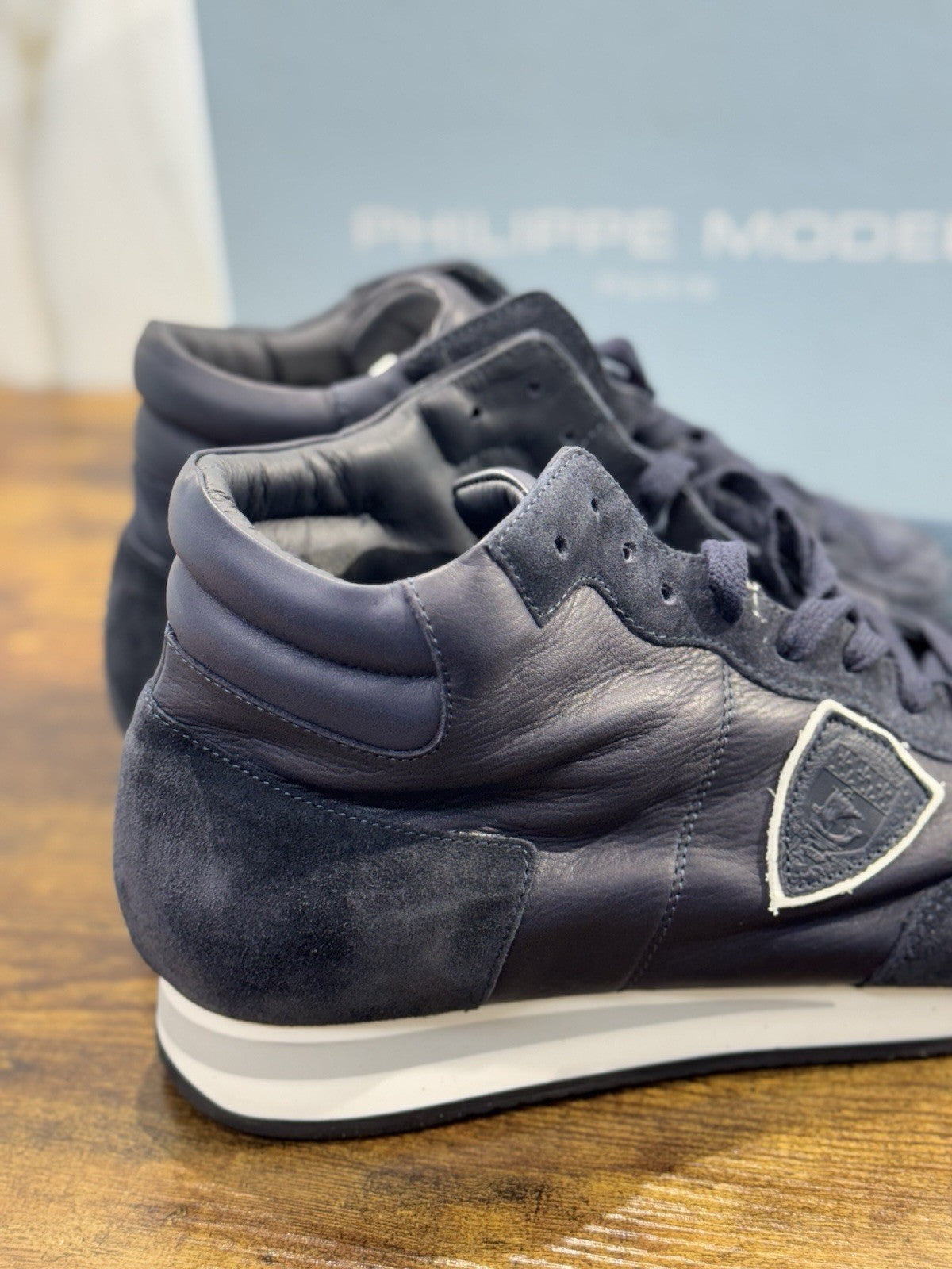 Philippe Model Sneaker Uomo Tropez Hi Top Pelle Blu 45