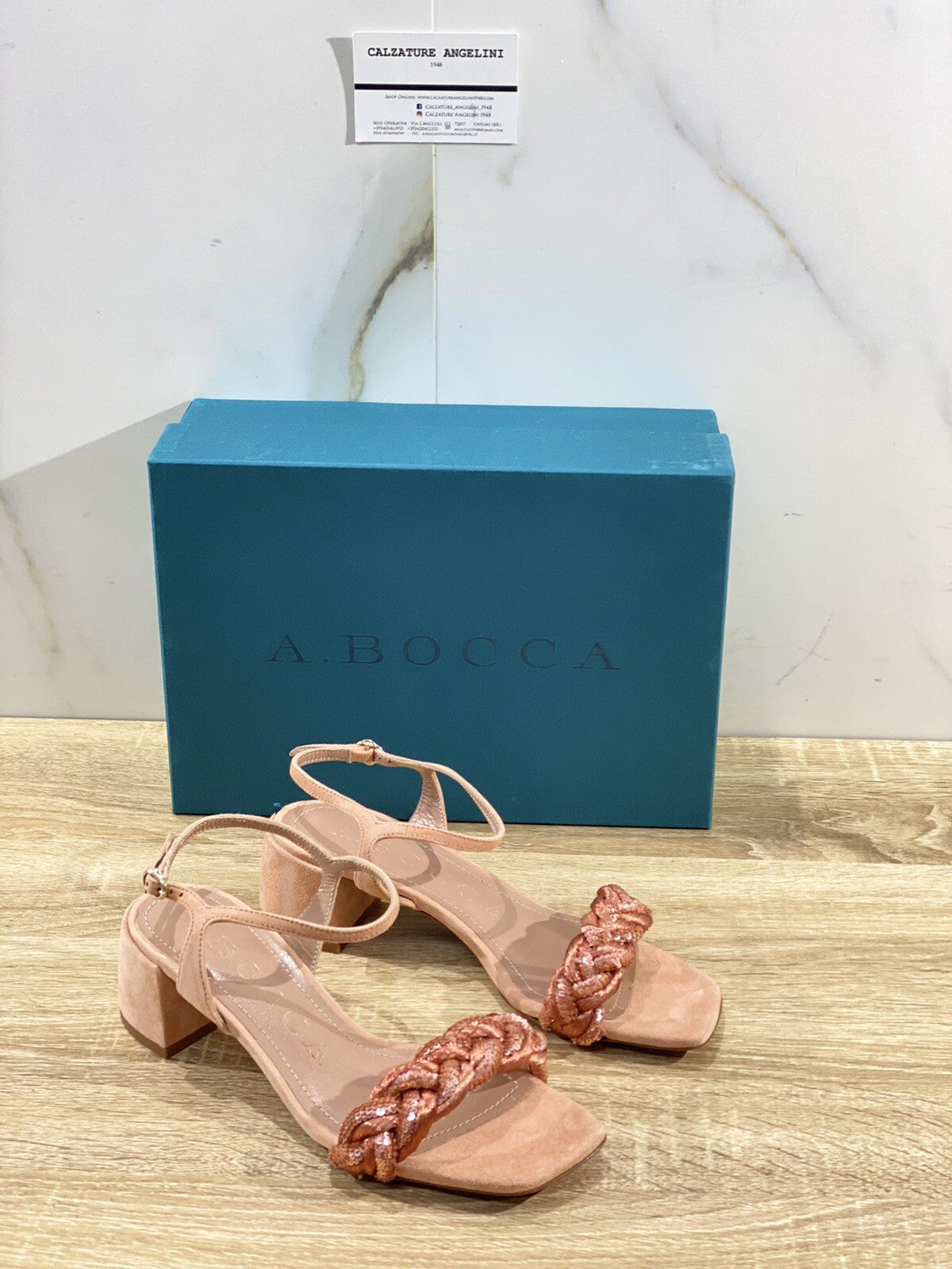 A.Bocca Sandalo Donna AB2111A In Suede Salmone Luxury Woman Sandal 37