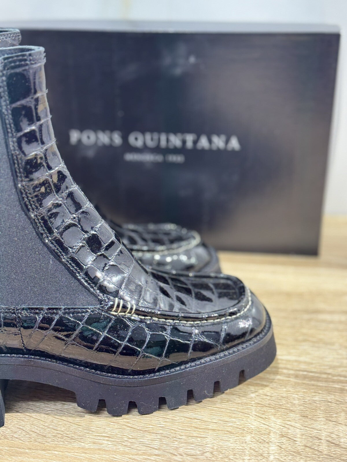 Pons Quintana Stivaletto Donna Pelle Nera Stampa Casual Boot Pons Quintana 37
