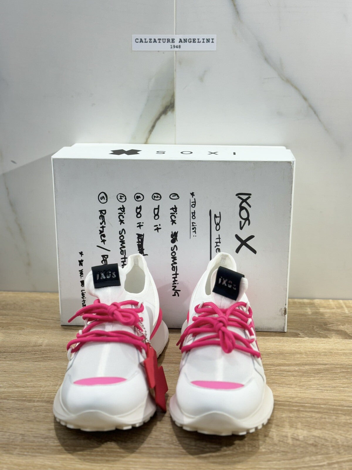Ixos Sneaker Running Donna Pelle Bianca Fucsia Casual Extra Light 41