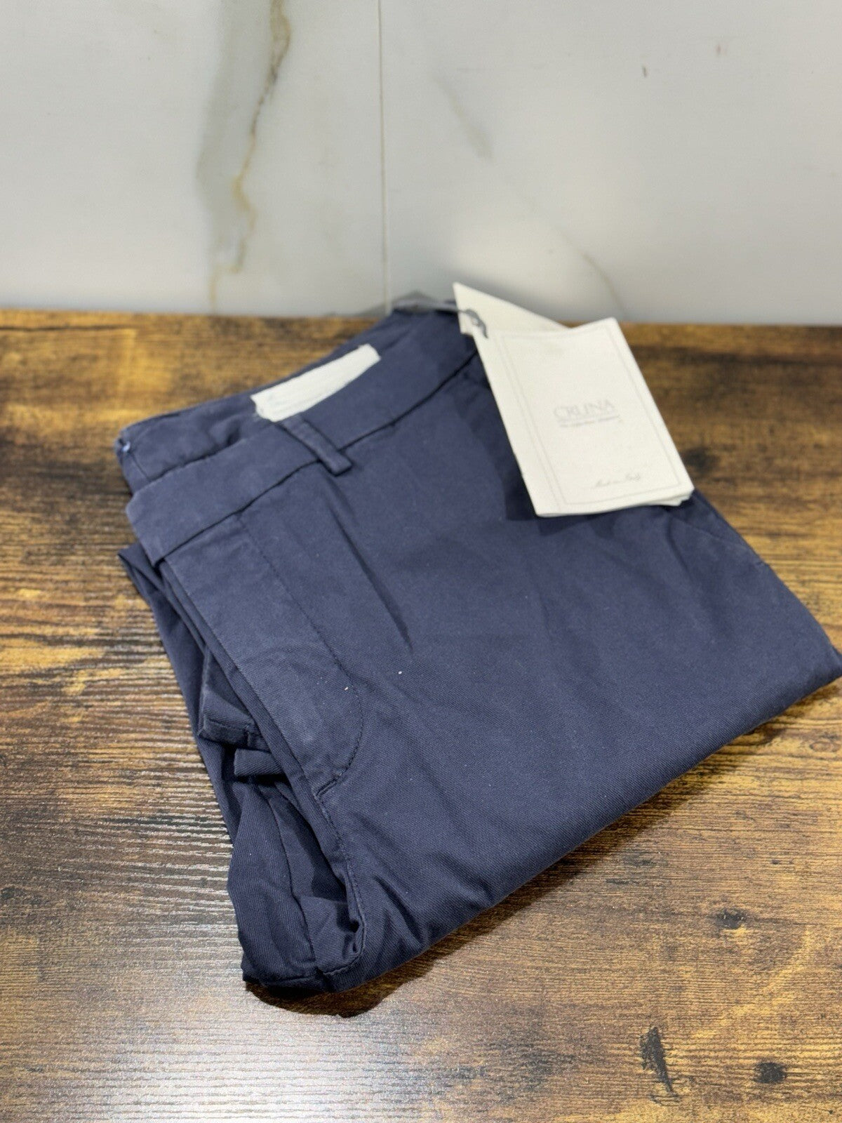 Cruna Pantalone Uomo Blu Cotone Luxury Made In Italy 46