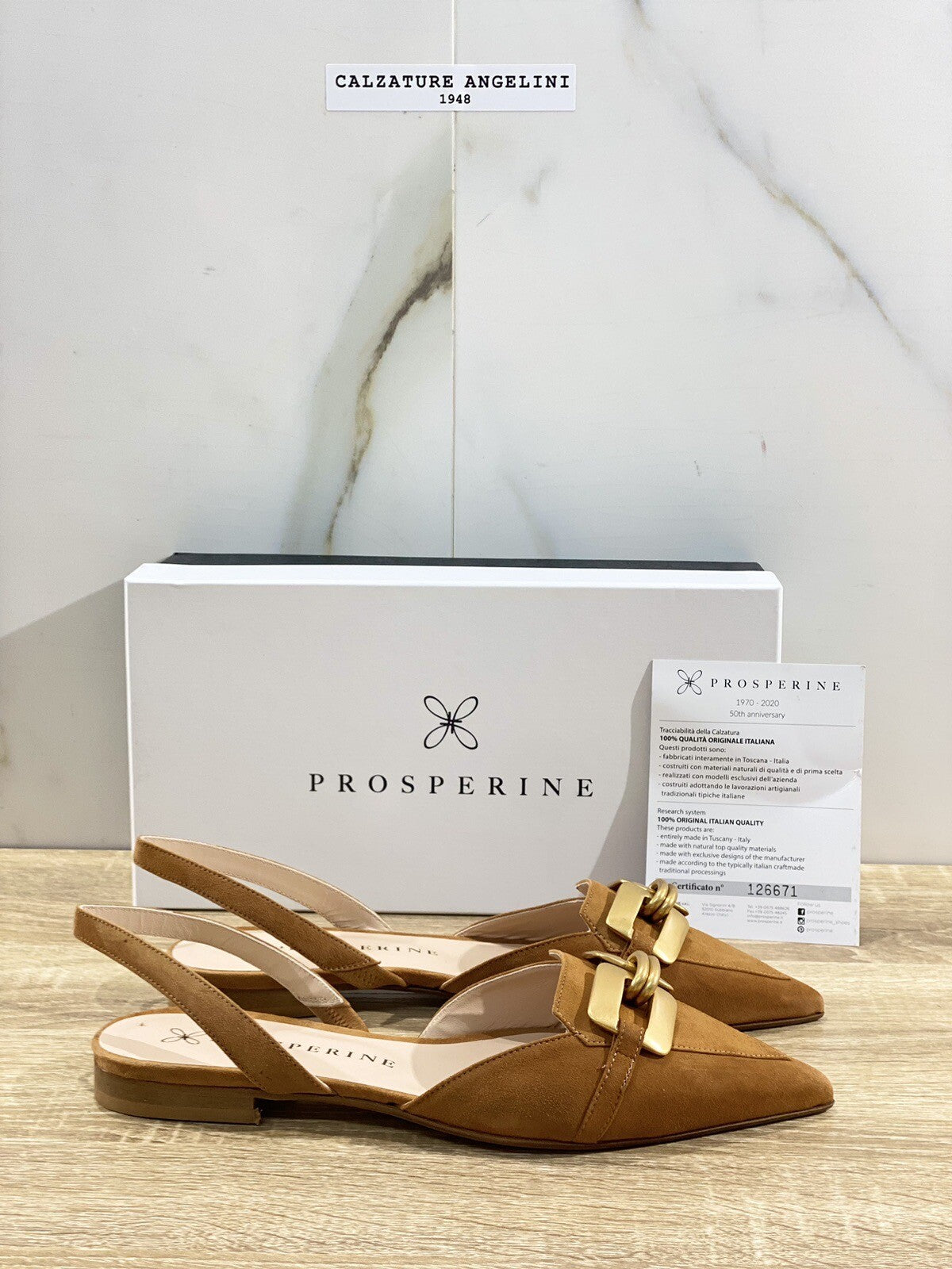 Prosperine Donna Sling Back Lavorazione Sacchetto Suede Cuoio 39
