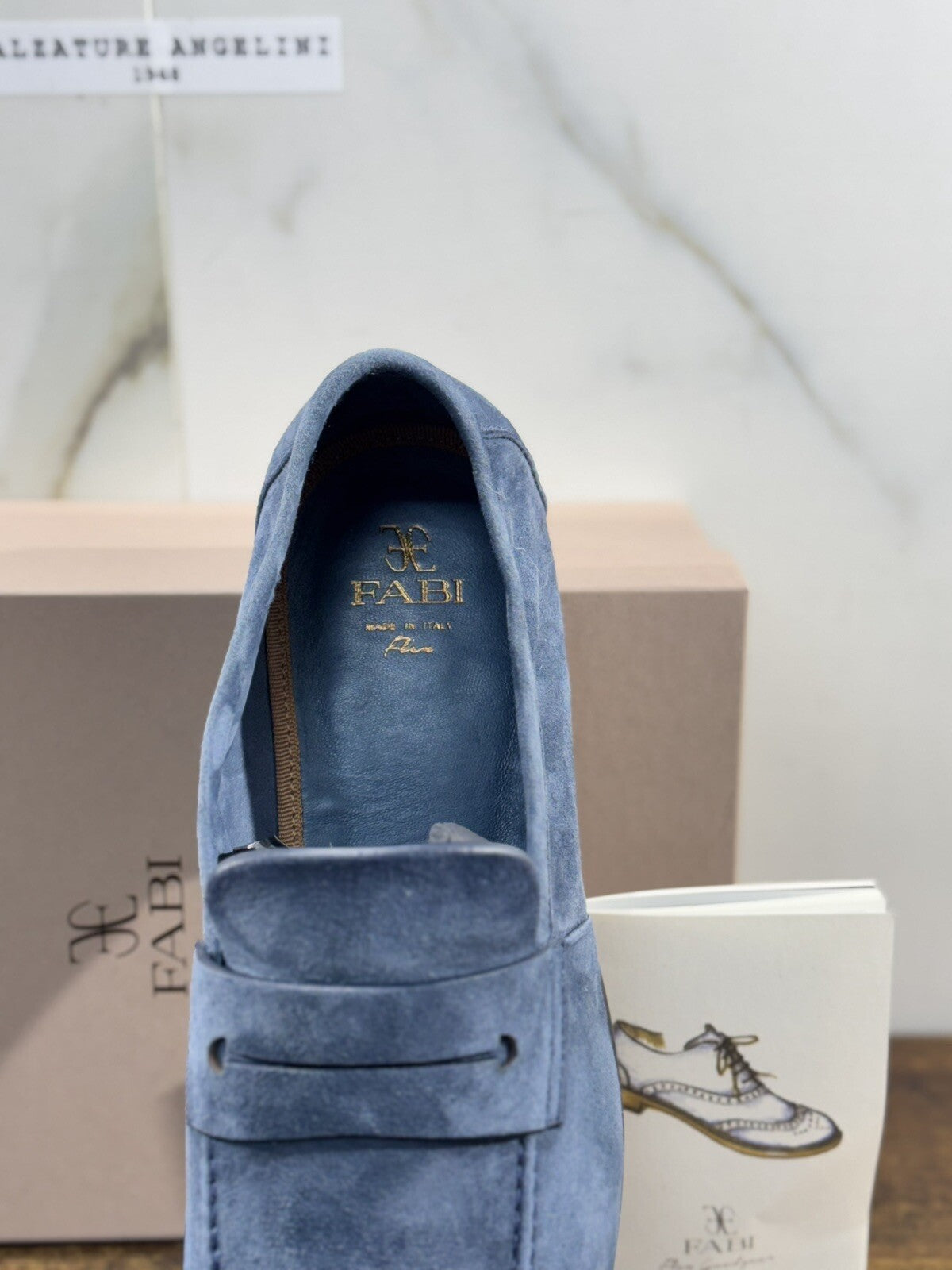 Fabi Mocassino Uomo Pelle Blu Suede Goodyear Handmade Fabi Handmade Loafer 43