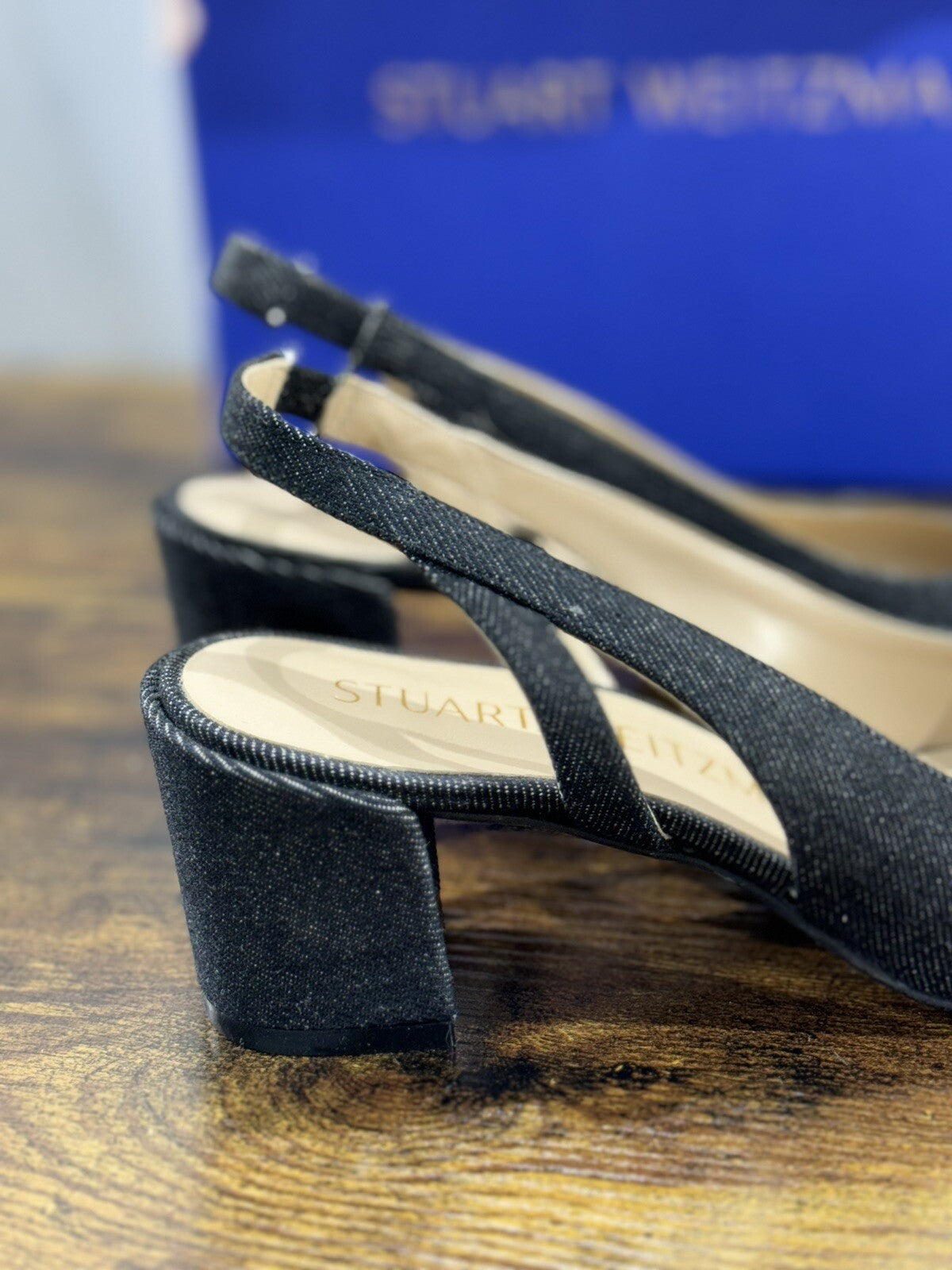 stuart weitzman Sleek 50 Sling Back Nera Pelle E Denim Luxury Woman 38.5