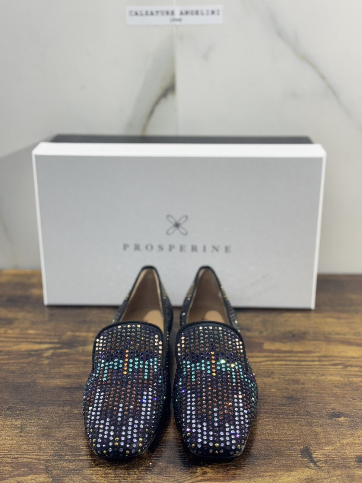 Prosperine mocassino donna in Nero Strass luxury made in italy 37