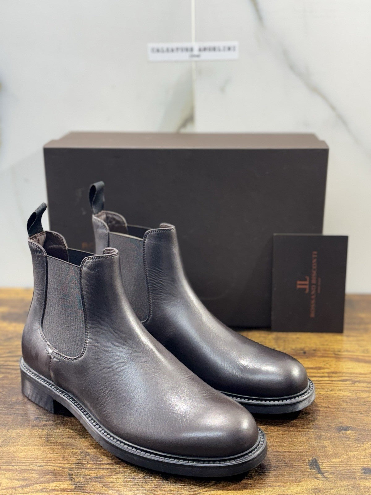 Rossano Bisconti Chelsea Boot Uomo Pelle T Moro Fully Made In Italy 40