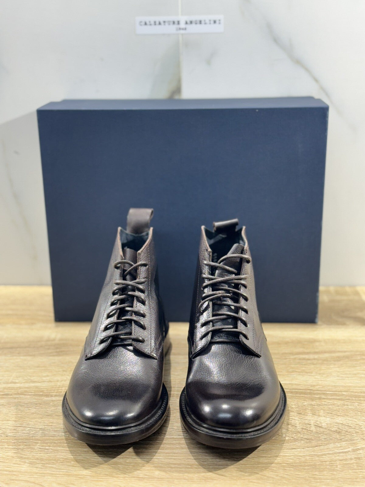 Seboy’s Polacchino Uomo Pelle Testa Moro Fondo Cuoio Gomma Made In Italy 43