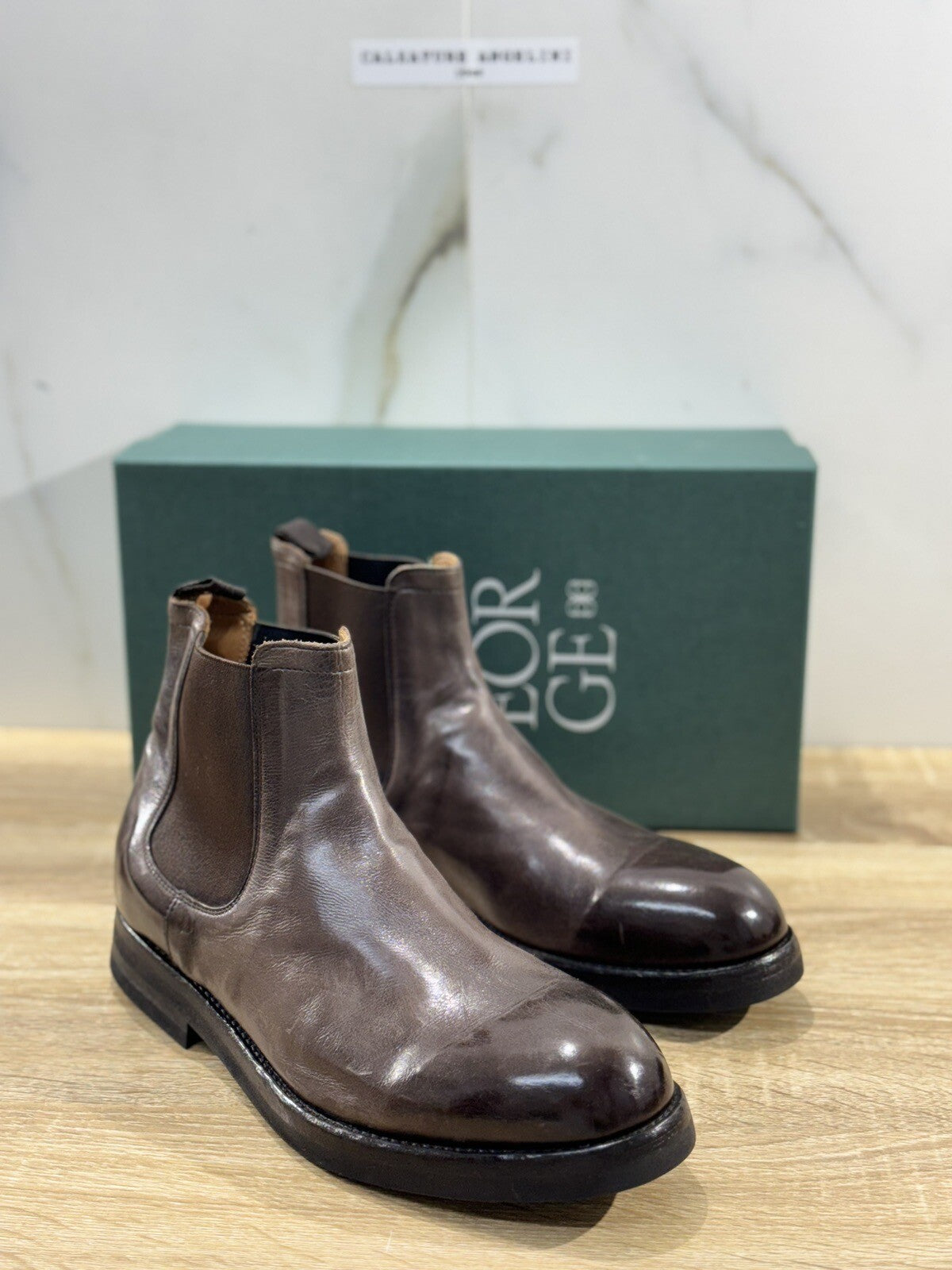 Green George Scarpa Uomo Chelsea Boot Pelle Marrone Fondo Vibram 42