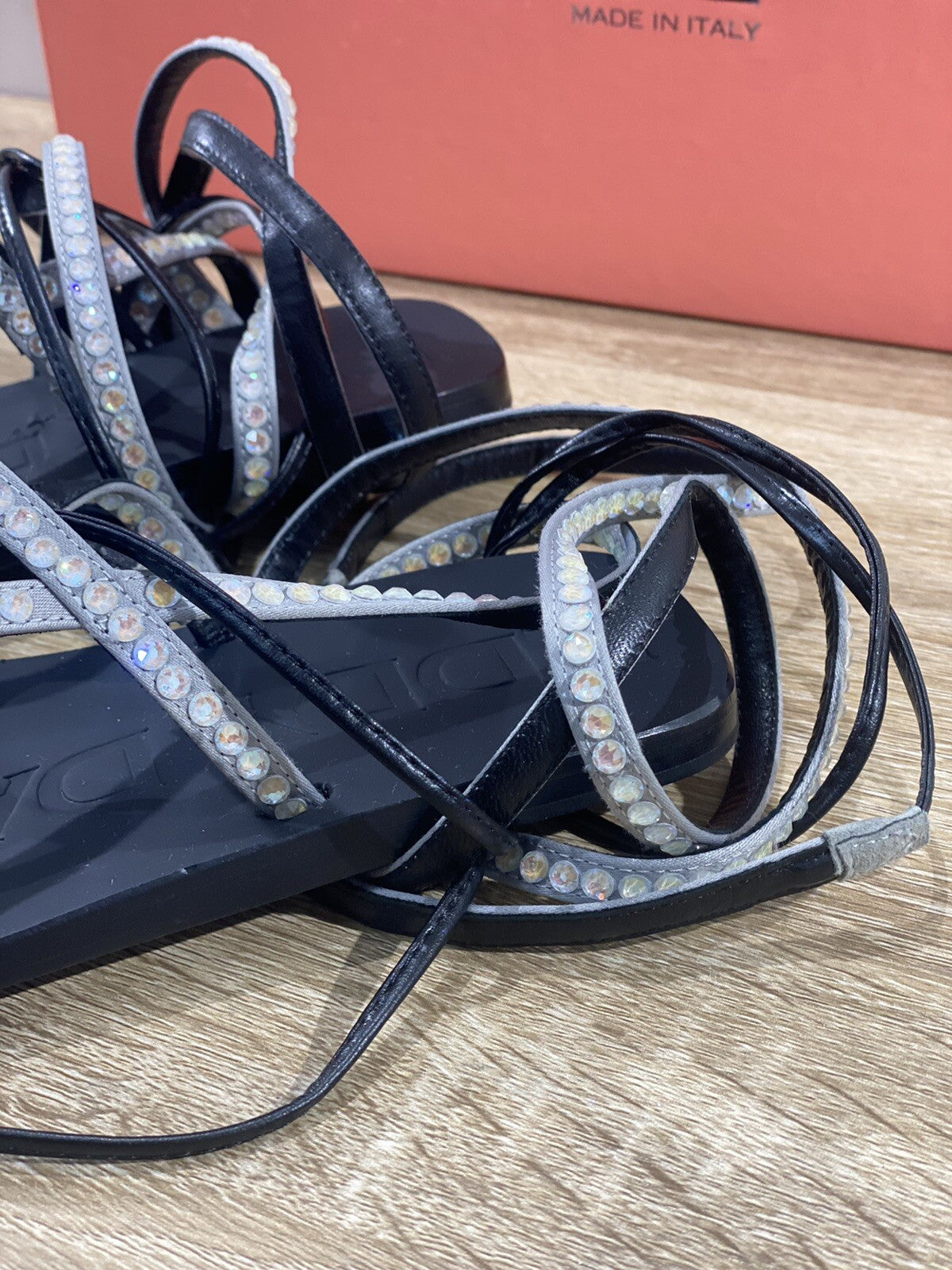 Eddy Daniele sandalo donna samuela real swarovski Grigio raso luxury 38