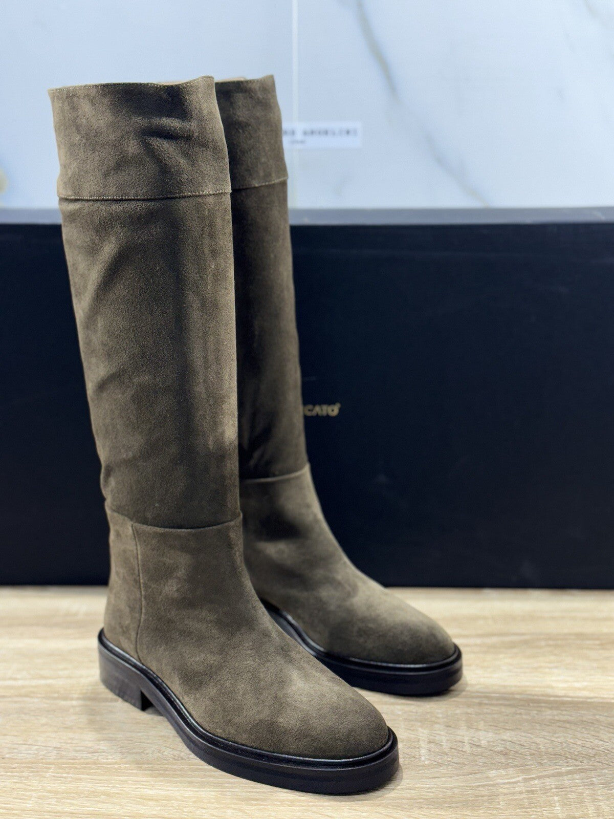 Angelo Bervicato Stivale Donna Tubo Suede Verdone Handmade 36