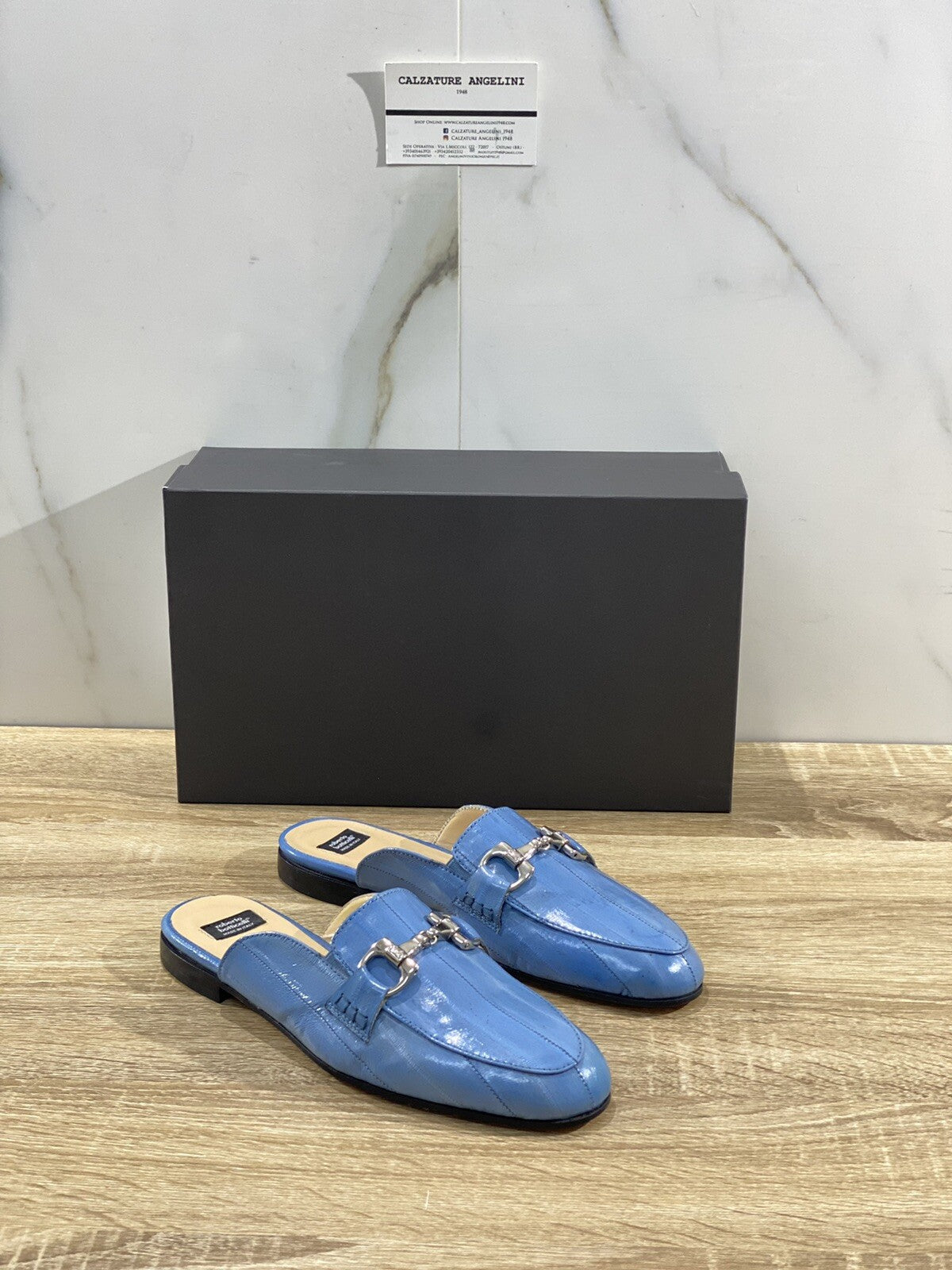 Roberto Botticelli sandalo donna in pelle Azzurro Mules luxury woman 37.5