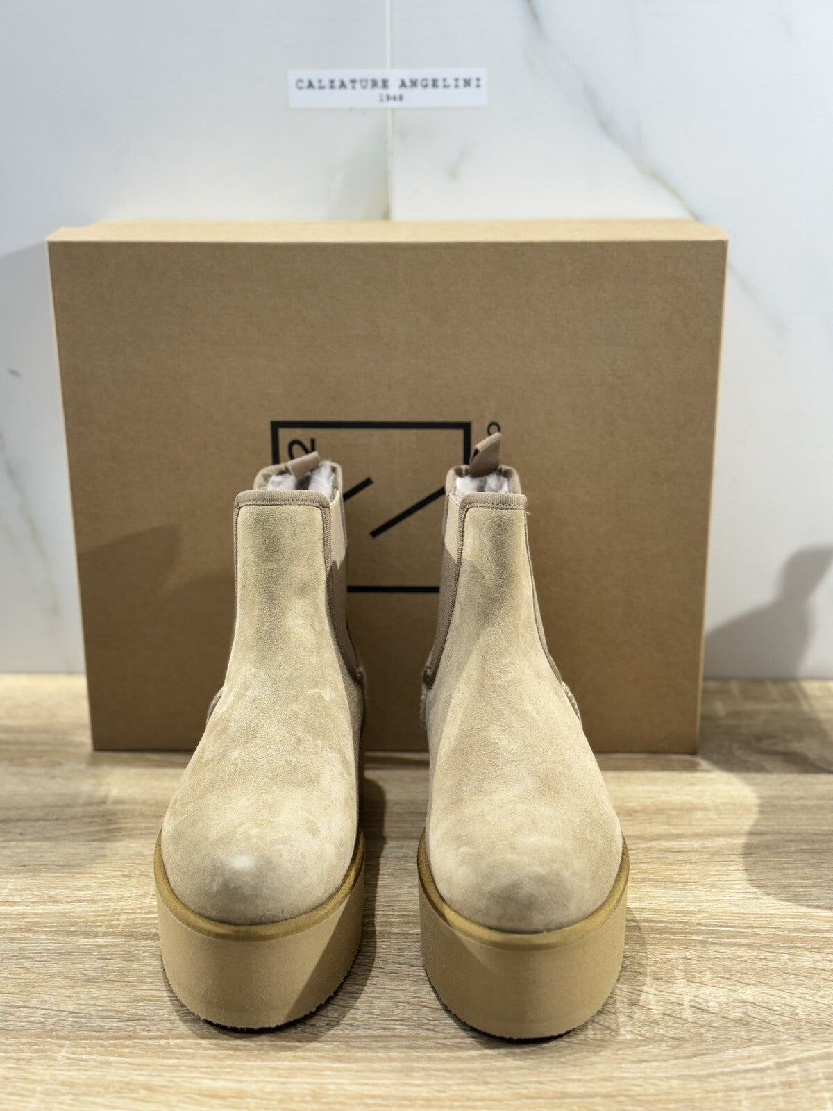 Ennequadro Donna Platform Boot Suede Beige Fur Extralight Winter Boot 37