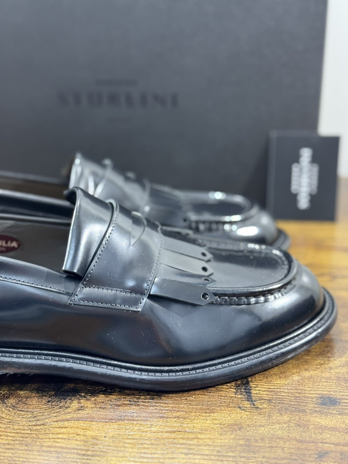 Sturlini Firenze Mocassino Uomo Pelle Nero Luxury Craftmanship Men Handmade 40