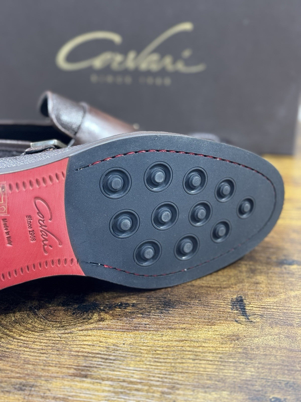 Corvari Scarpa Uomo Doppia Fibbia Pelle Ebano Luxury Men Shoes 40