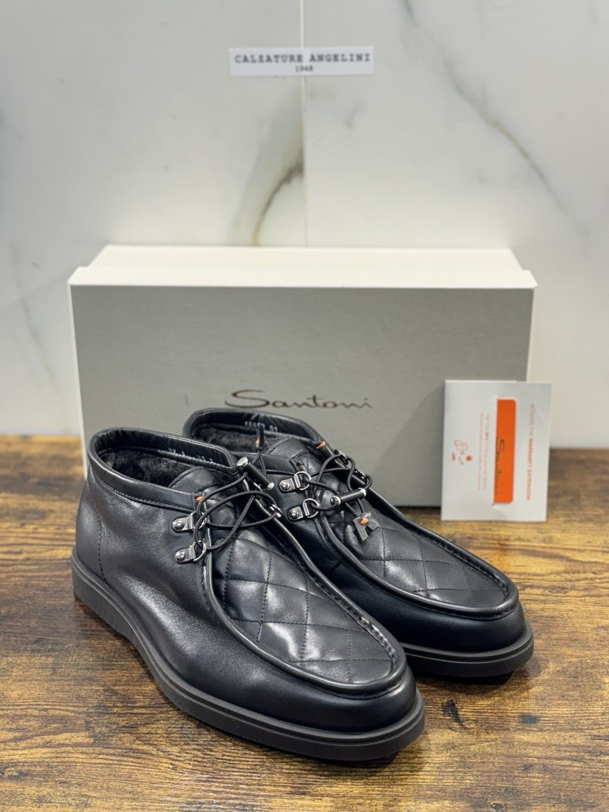 Santoni Polacco Pelle Nera Custom Made LimitedLuxury Men Santoni Shoes Uomo 42