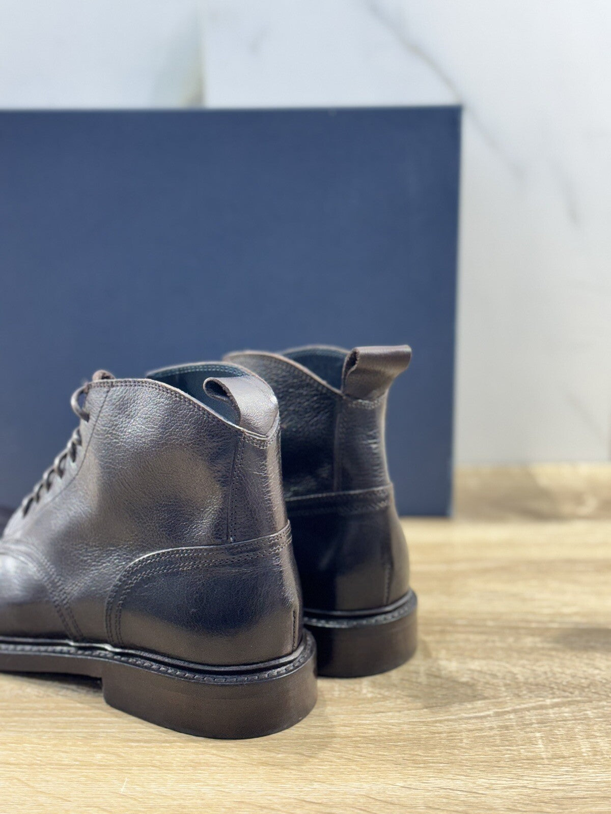Seboy’s Polacchino Uomo Pelle Testa Moro Fondo Cuoio Gomma Made In Italy 43