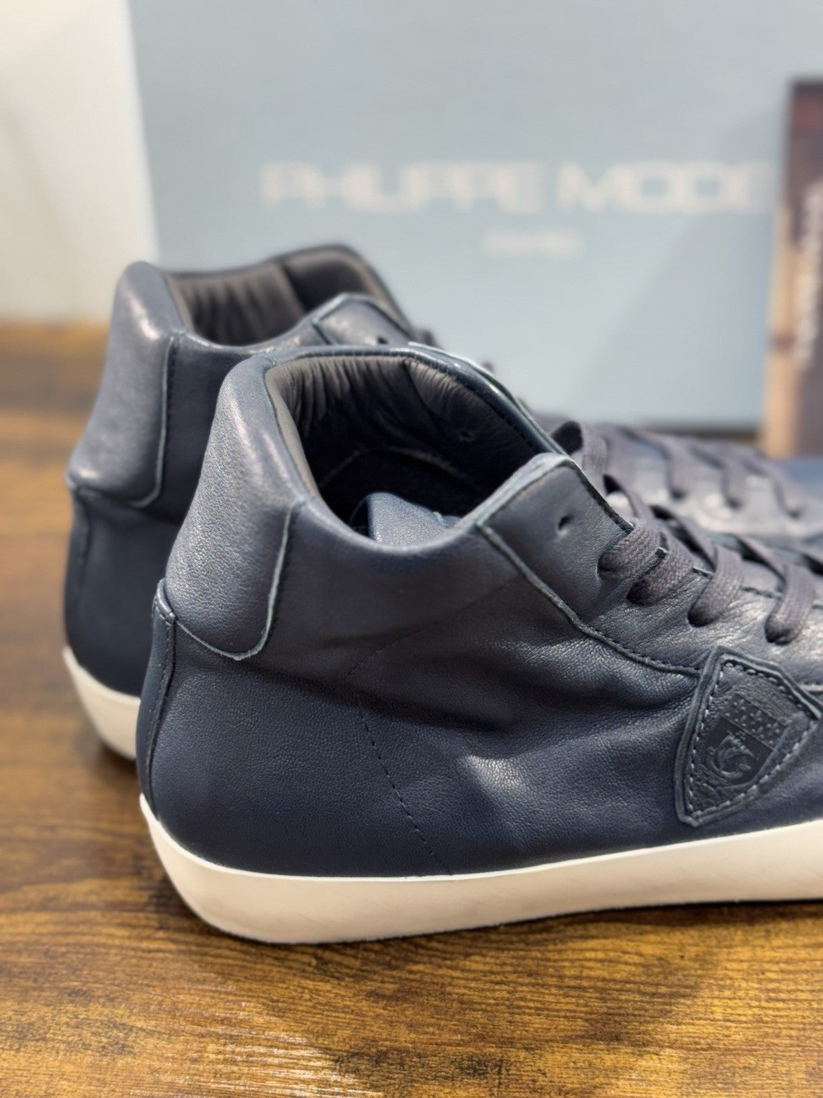 Philippe Model Sneaker Uomo Classic Hi Top Pelle Blu 40