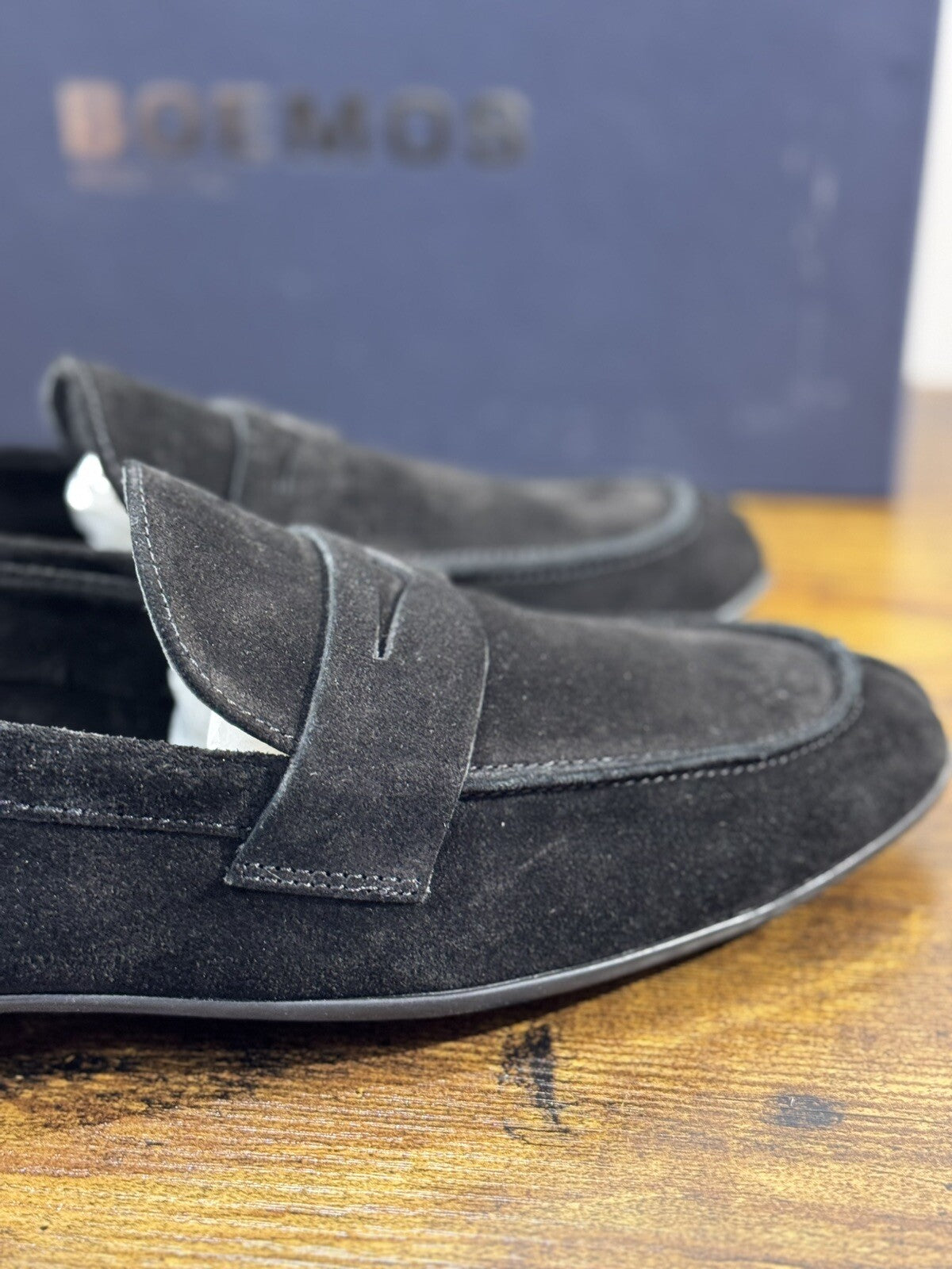 Boemos Mocassino Uomo Fondo Gomma Extra Light Suede Nero Made In Italy 44