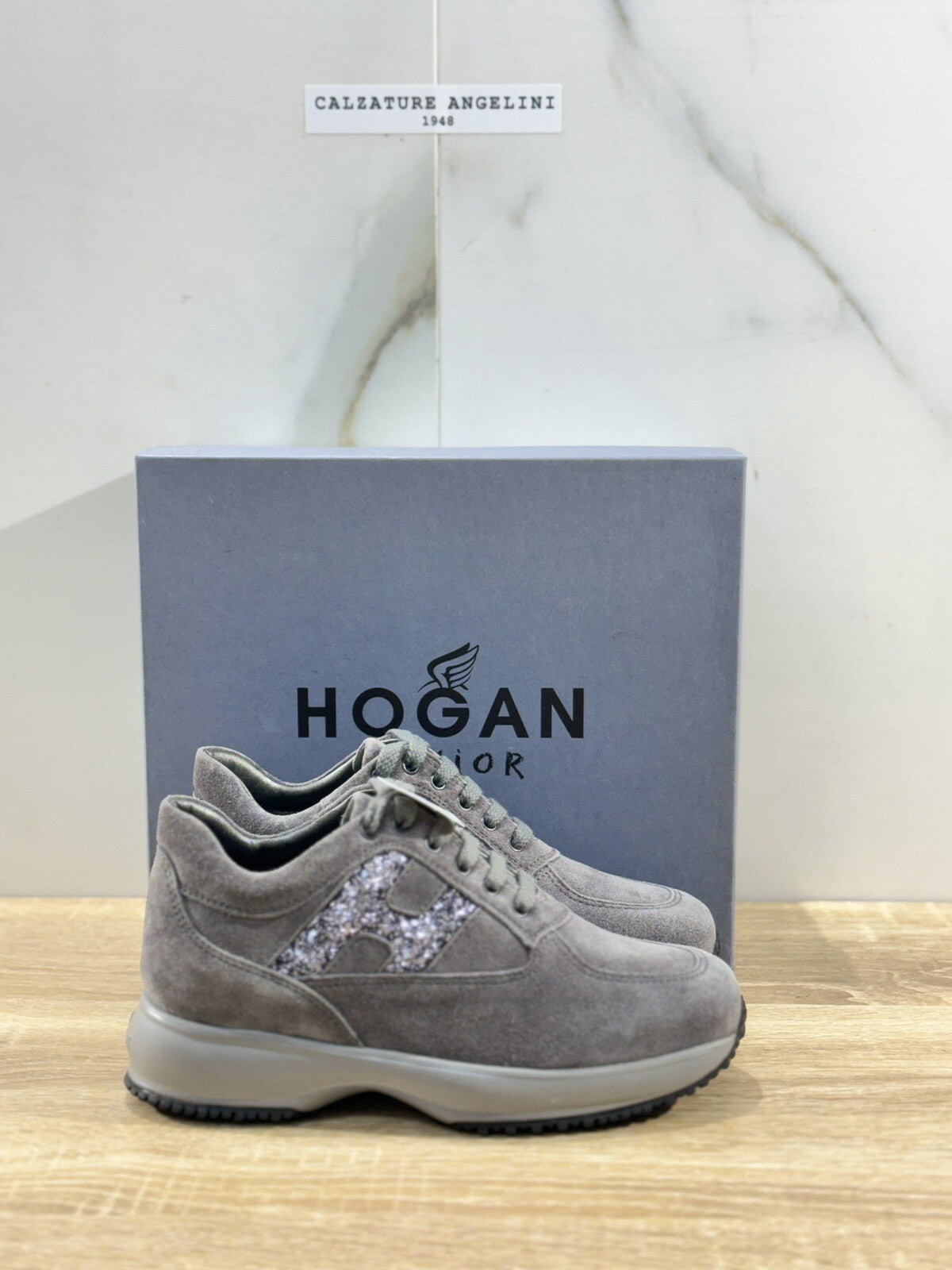 Hogan Junior Interactive Bambina Suede Catrame Strass Casual Baby Hogan 30