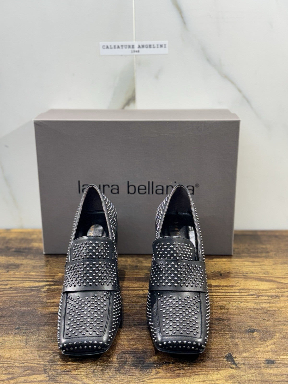 Laura Bellariva Mocassino Donna Pelle Nera Borchie Casual 37
