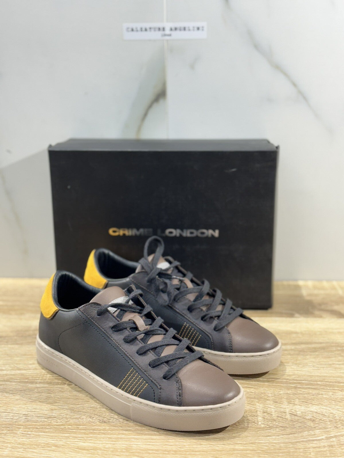Crime London Sneaker Uomo Low Top Essential Pelle Marrone Casual Men Shoes 41