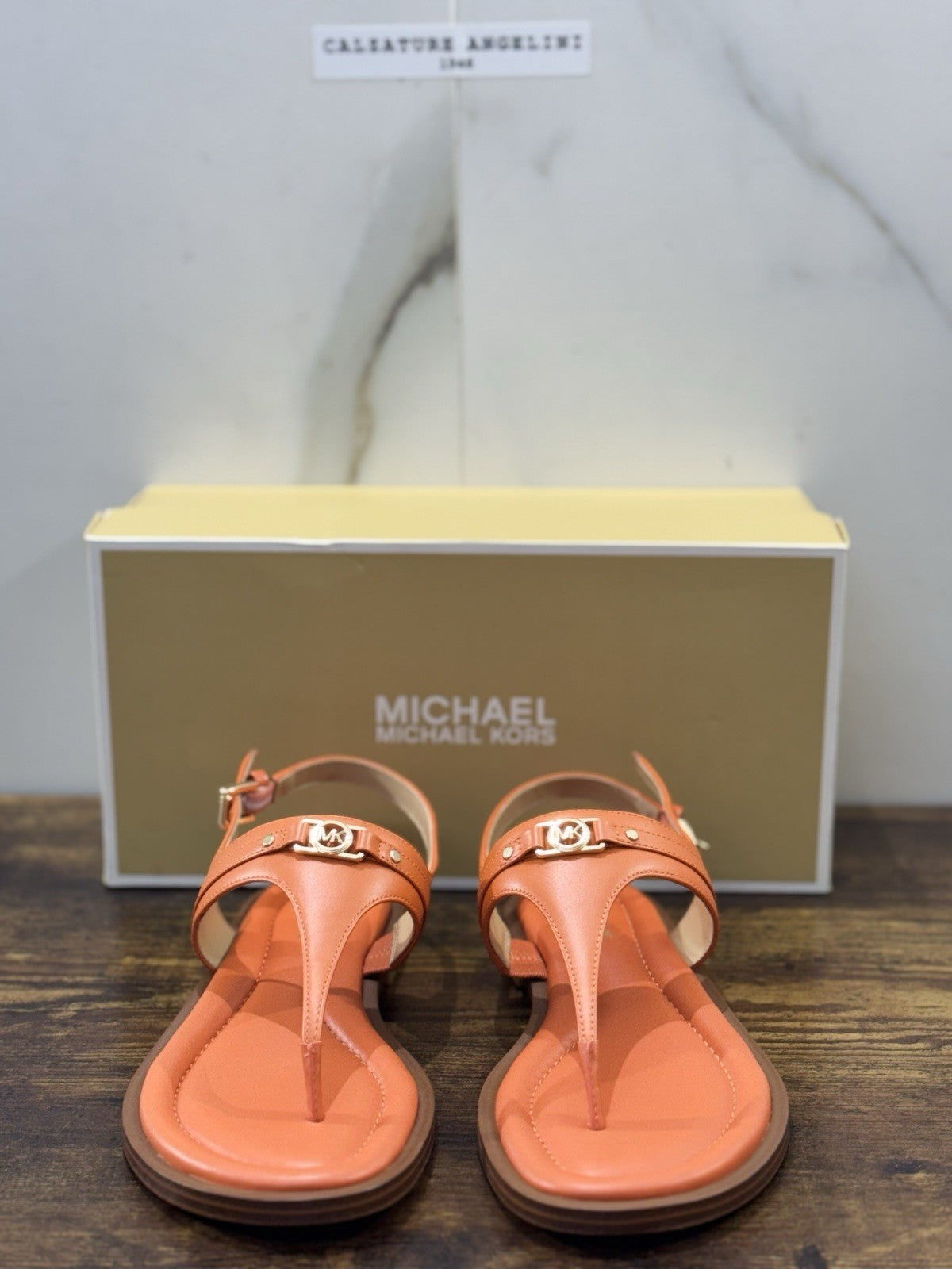 Michael Kors Sandalo Mandy Thong Sandal Pelle Arancio Donna 37