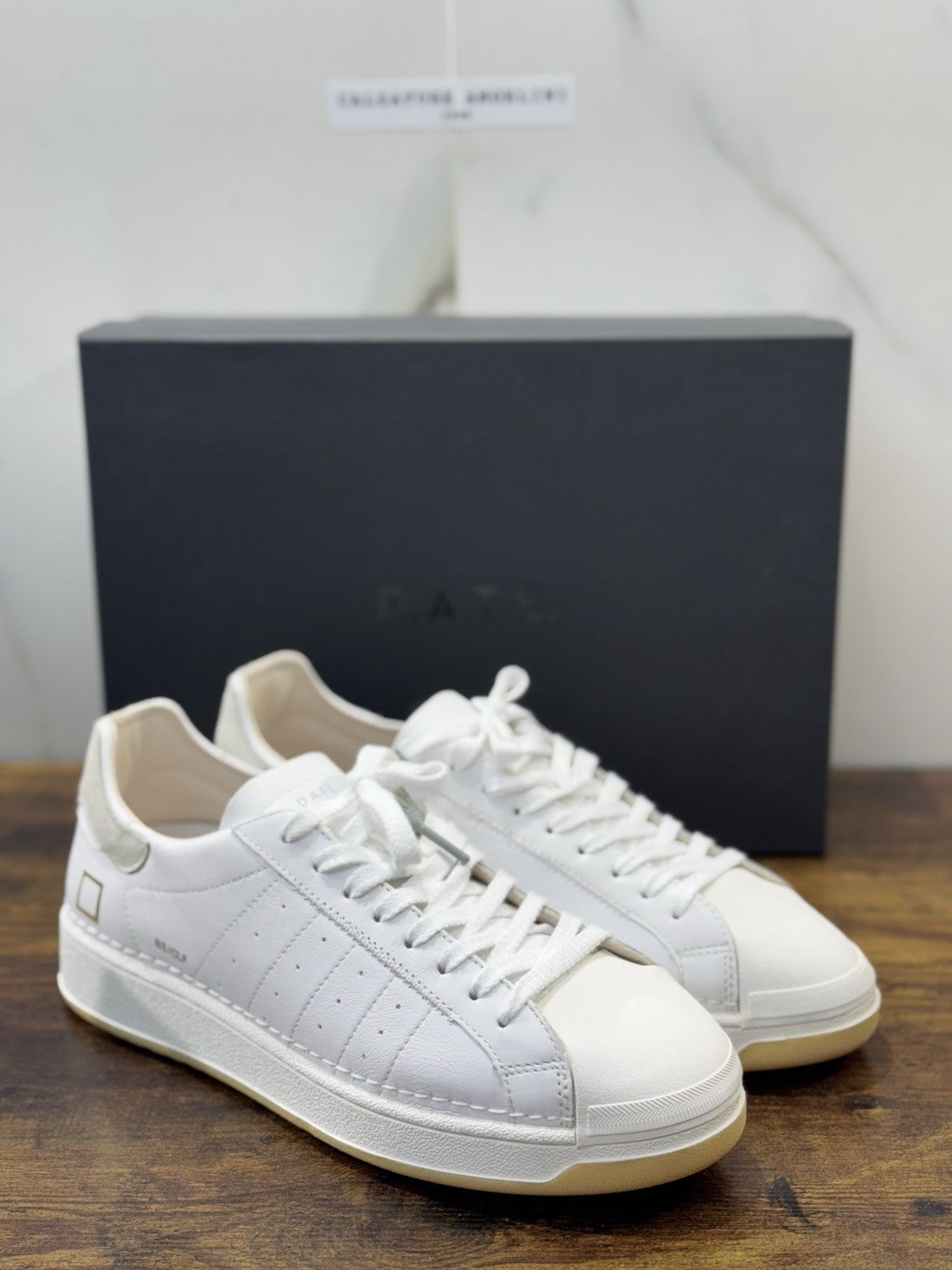 D.A.T.E Kdue BASe Sneaker Pelle Bianco Casual Uomo 43
