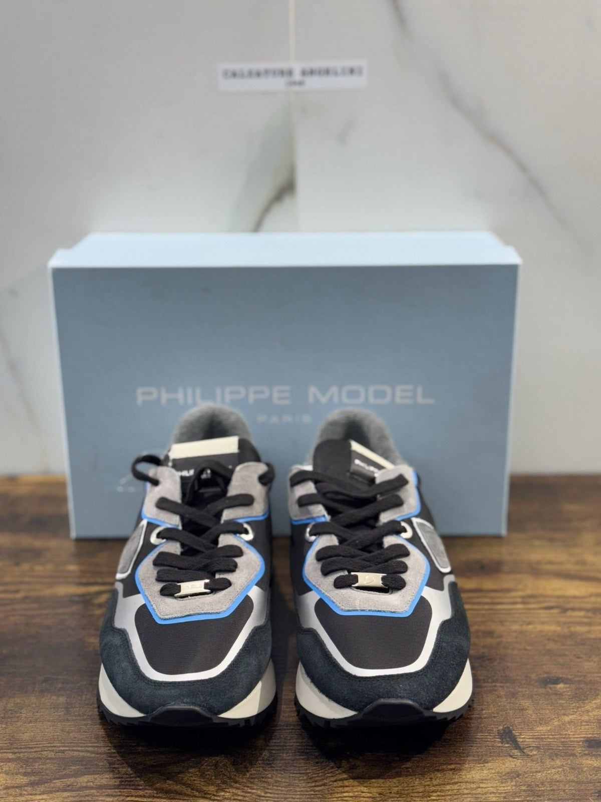 Philippe Model Sneaker Uomo La Rue Low Mondial Suede Nero Blu 41