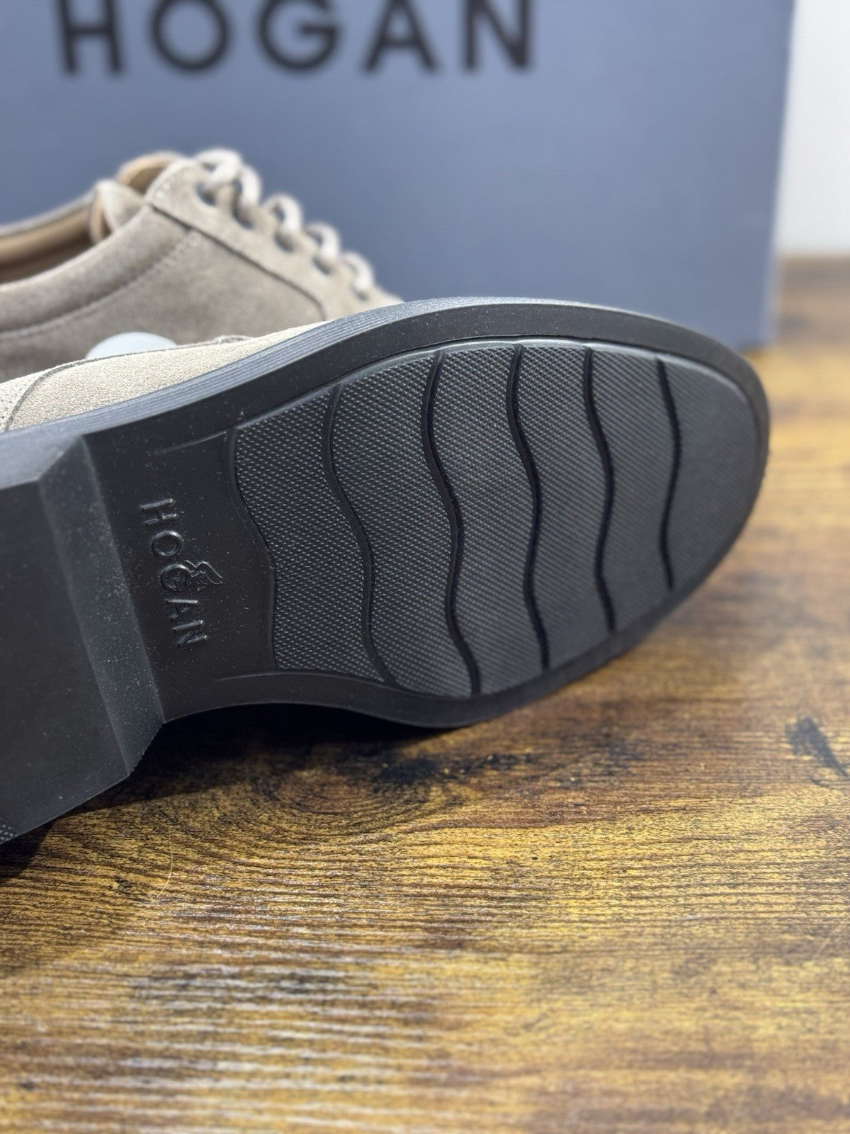HOGAN scarpe Derby in Pelle Suede Palude Memory Foam Uomo 41
