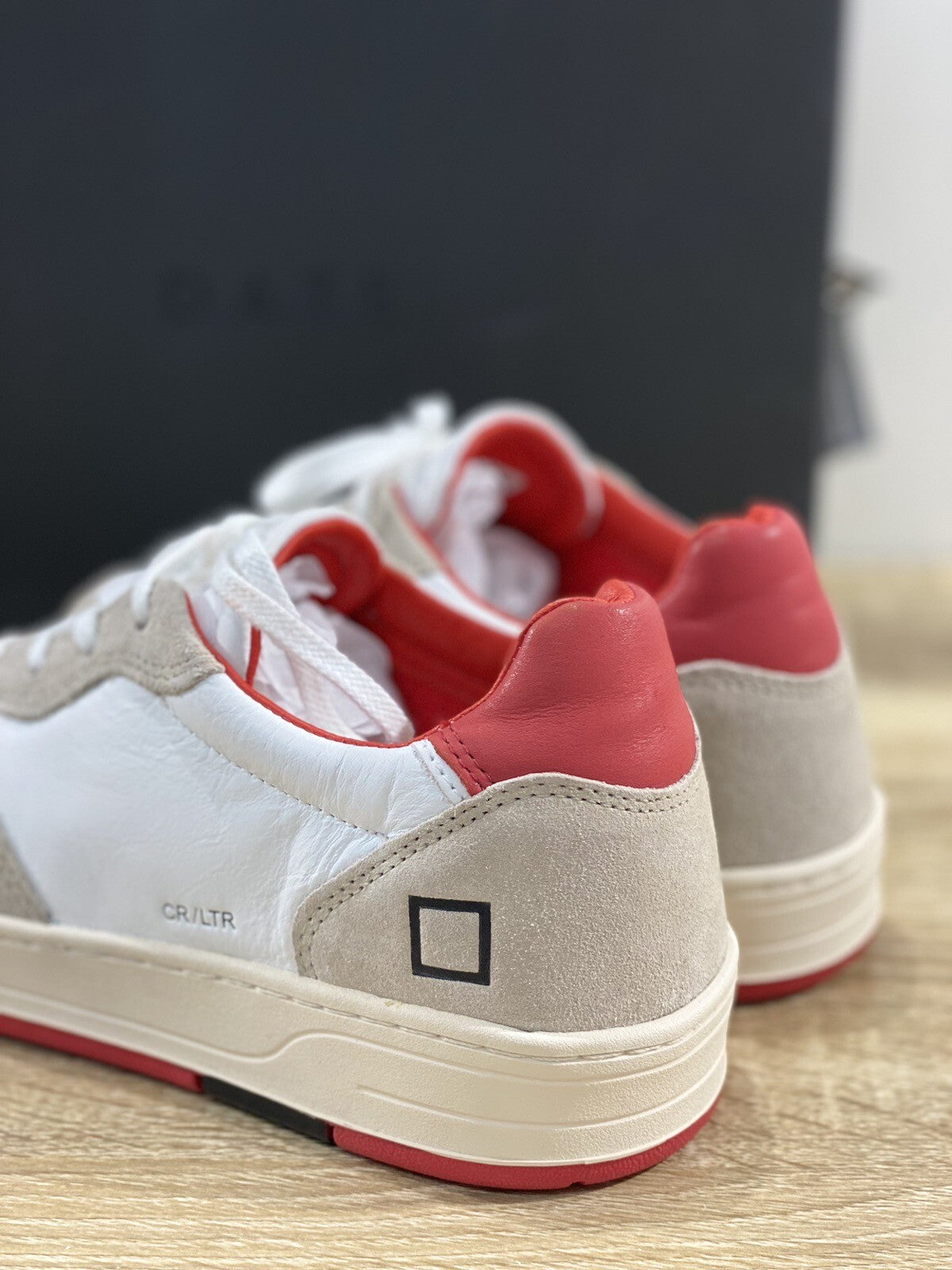 D.A.T.E Court Uomo sneaker Pelle White Red Casual Shoes 40