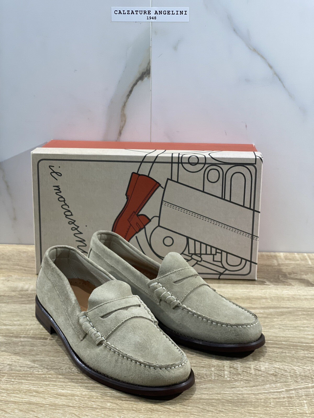 Il Mocassino Uomo In Suede Sand Fondo Cuoio College Luxury Made In Italy 40.5