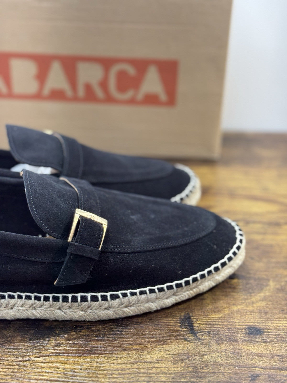 Abarca Espadrilles Suede Nero Casual Uomo 44