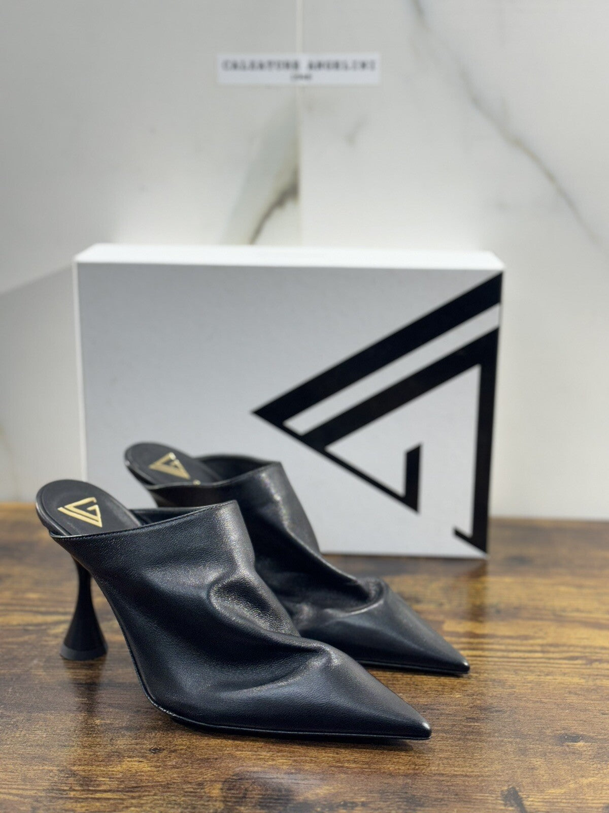 Giampaolo Viozzi Sabot Donna Nero Pelle Tacco Luxury Woman Sandal 40