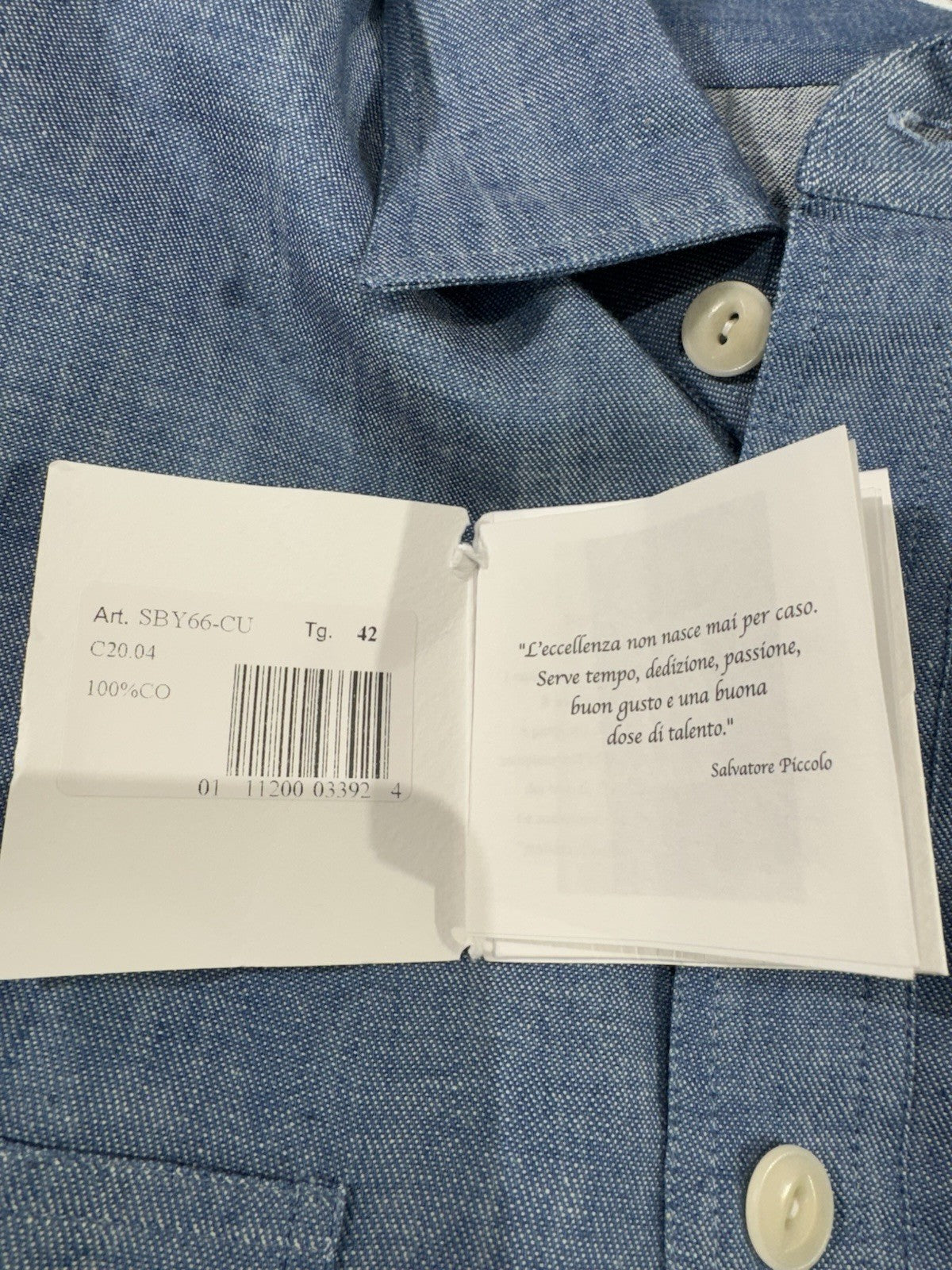 Salvatore Piccolo Napoli Denim Camicia Top Italian Quality Tasche 42