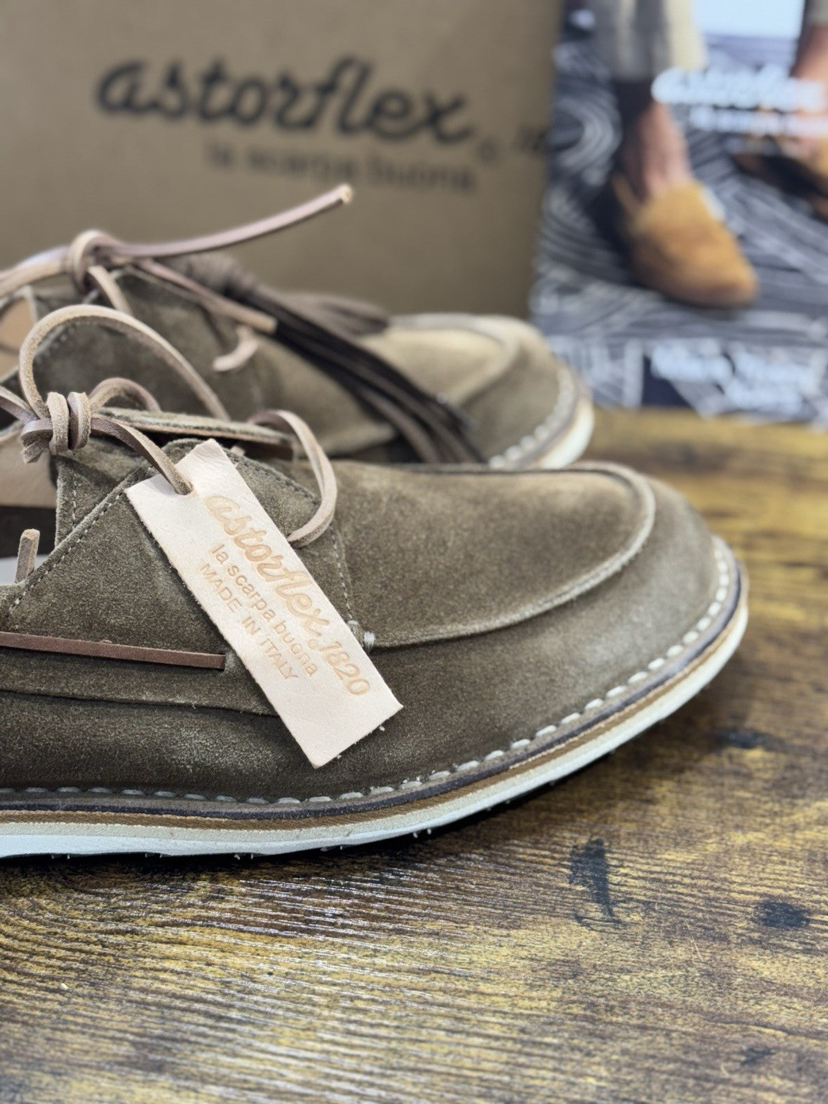 Astorflex Scarpa Dockflex Suede Dark Khaki Handmade Quality Uomo 44