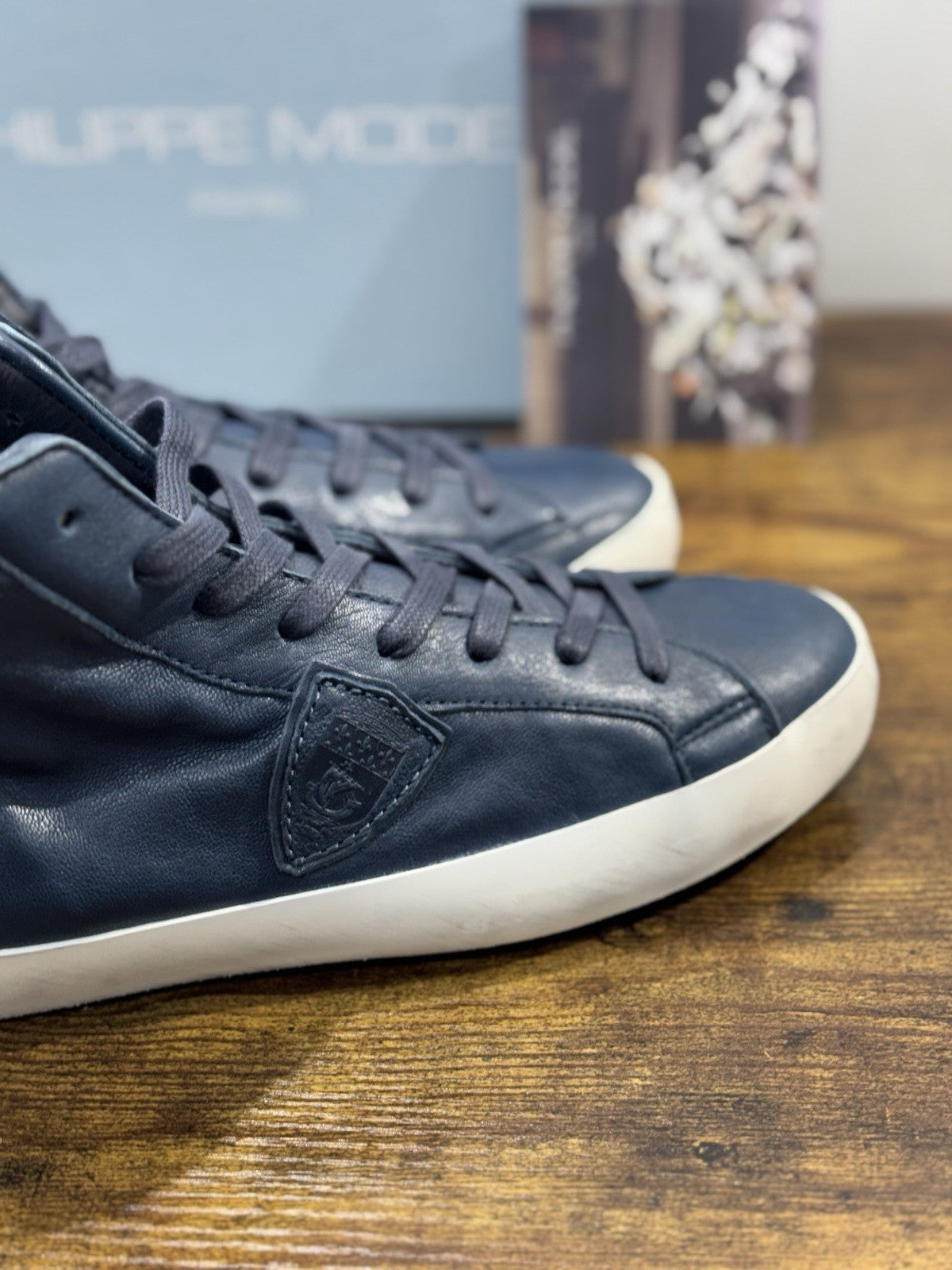 Philippe Model Sneaker Uomo Classic Hi Top Pelle Blu 40