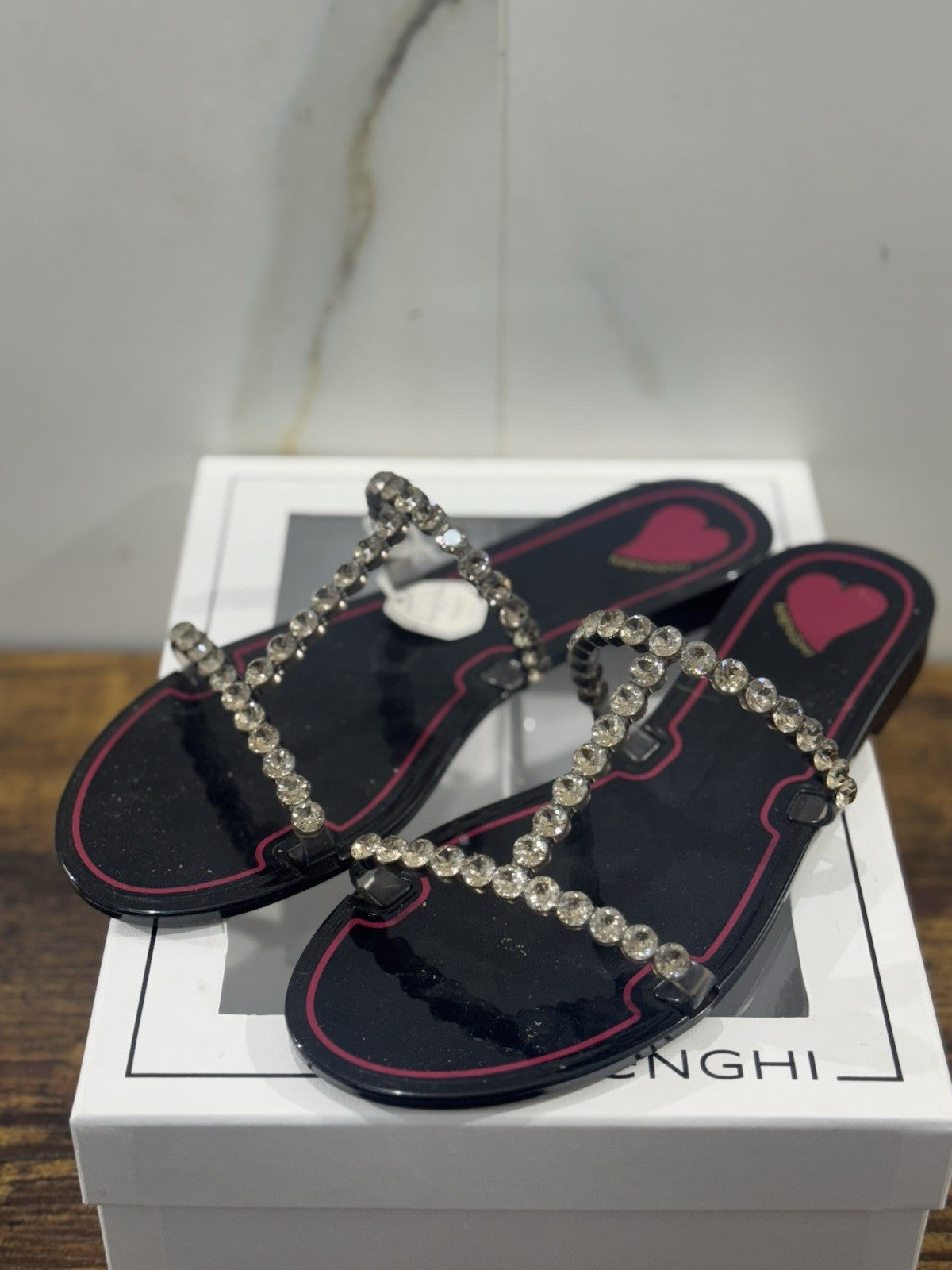 Menghi Sandalo Real Swarovski Nero Donna 39