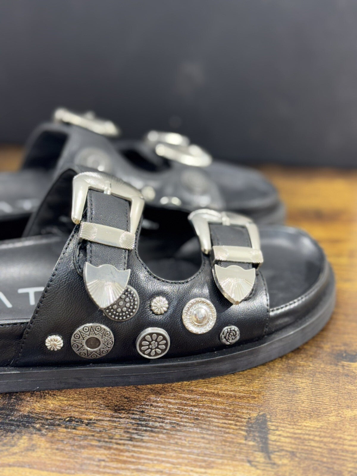 Strategia Sandalo Donna Pelle Nera Casual Sandal 36