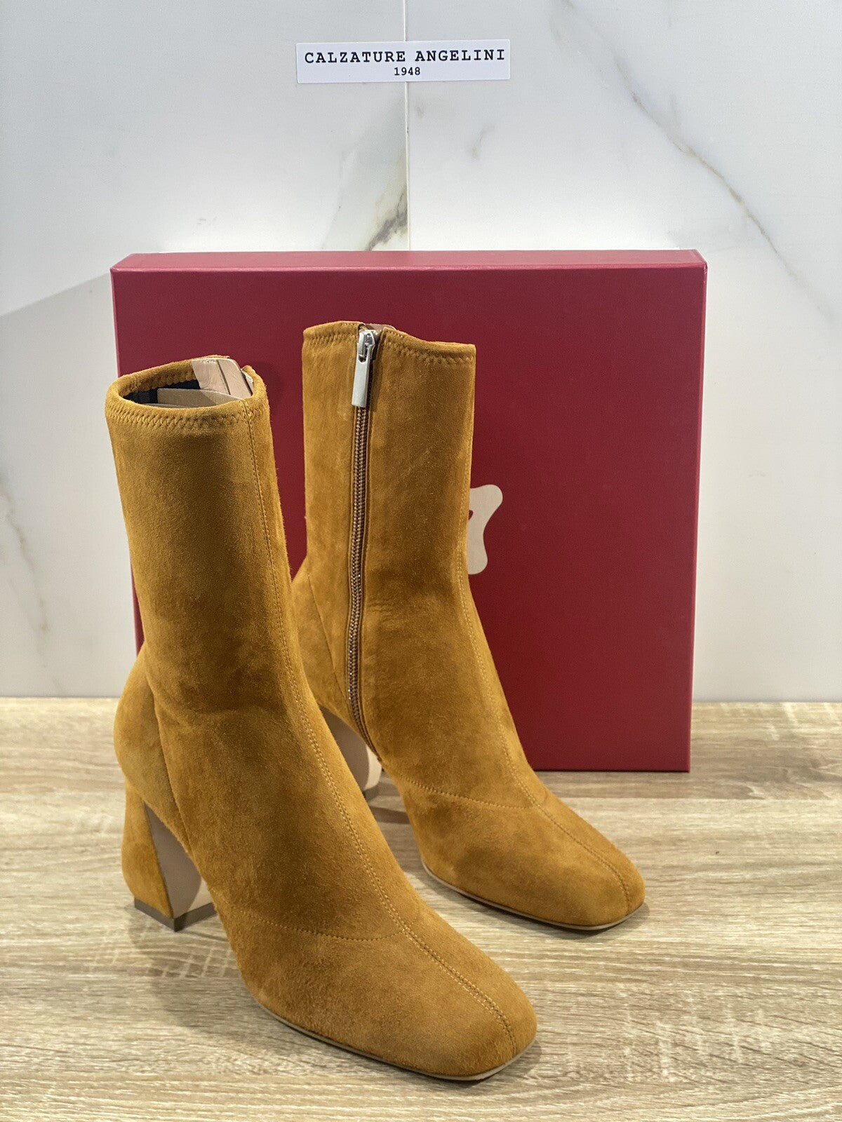 Sergio Rossi Stivaletto Donna Si Rossi In Suede Cuoio Stretch Lux Woman Boot 36