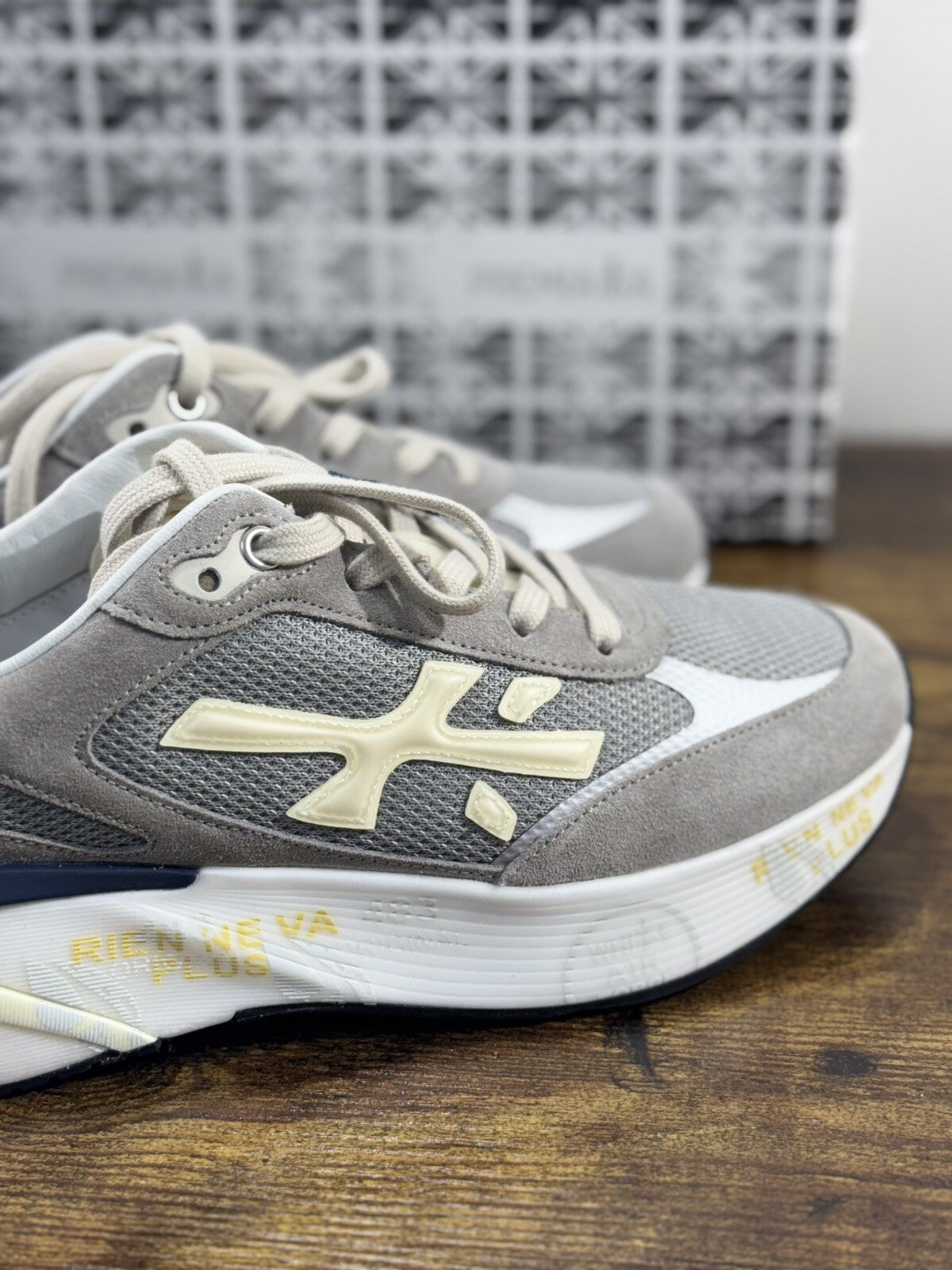 Premiata Moe Run Sneaker Uomo Pelle Grigia Casual Sneaker Premiata Uomo 40