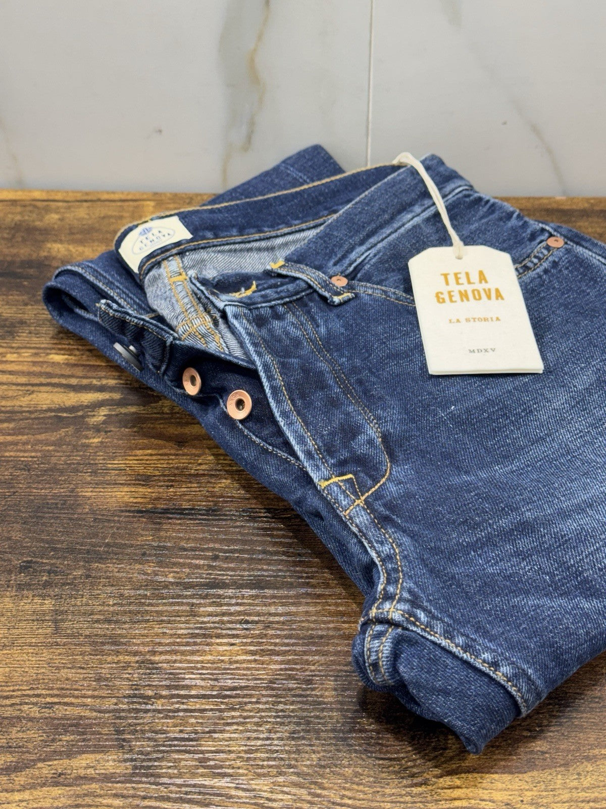 Tela Genova Jeans Cosmy Blue Cotone E Lino Casual Tela Genova Icon Jeans 34