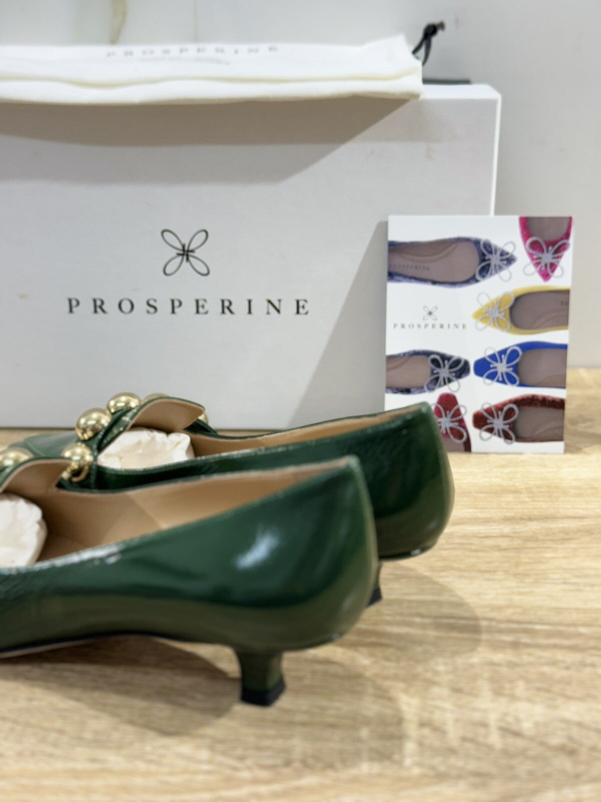 Prosperine Ballerina Tacco donna in Naplak Verde luxury made in italy 37