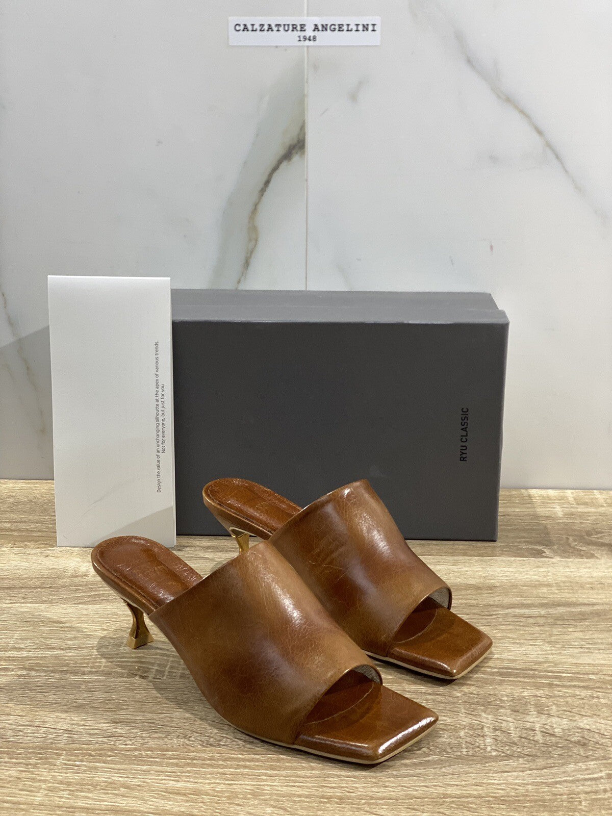 Ryu Classic Slippers Marrone Pelle Luxury Woman Sandal 39