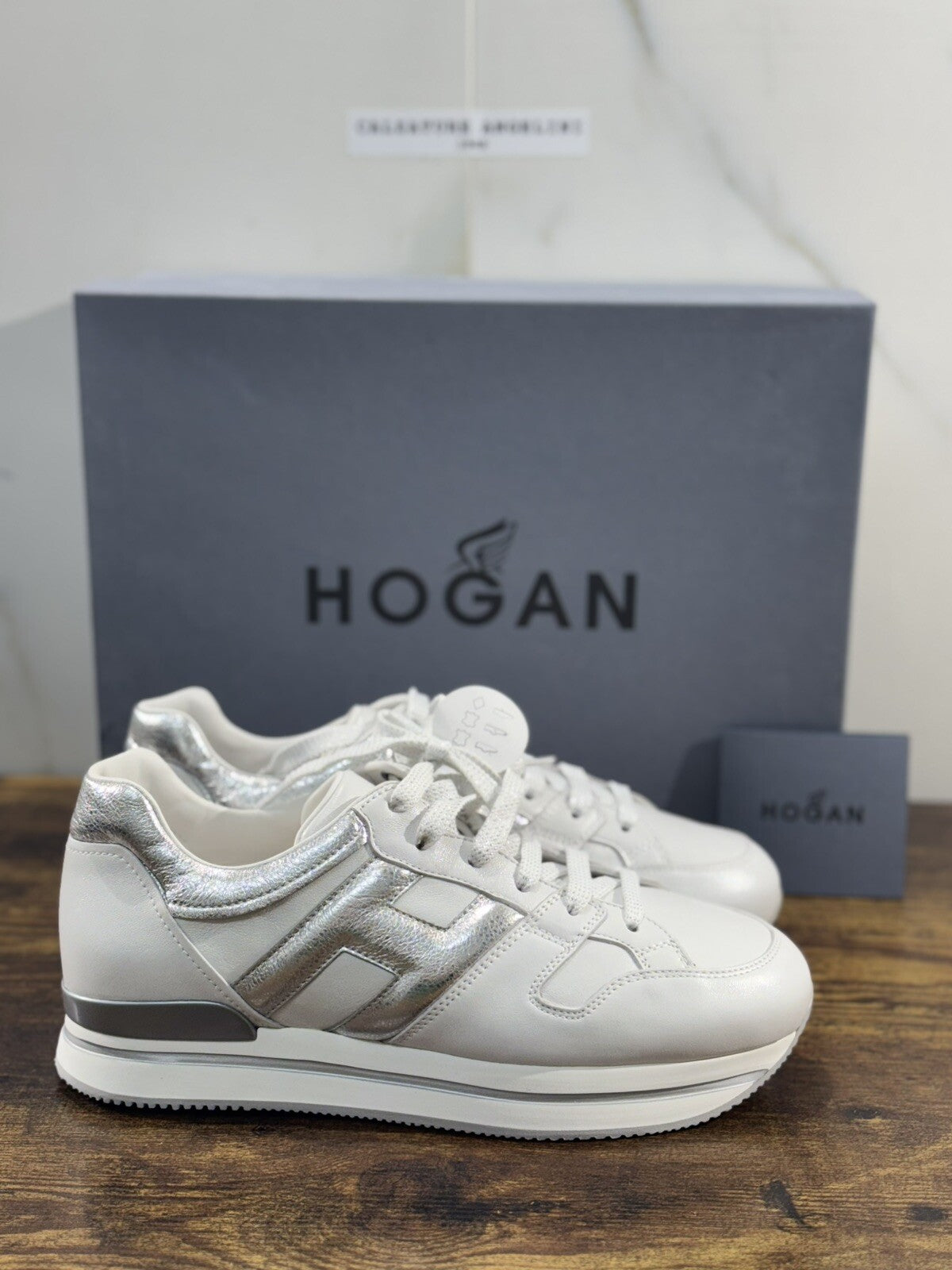 Hogan H222 sneaker Donna extra light Argento Bianco pelle 36