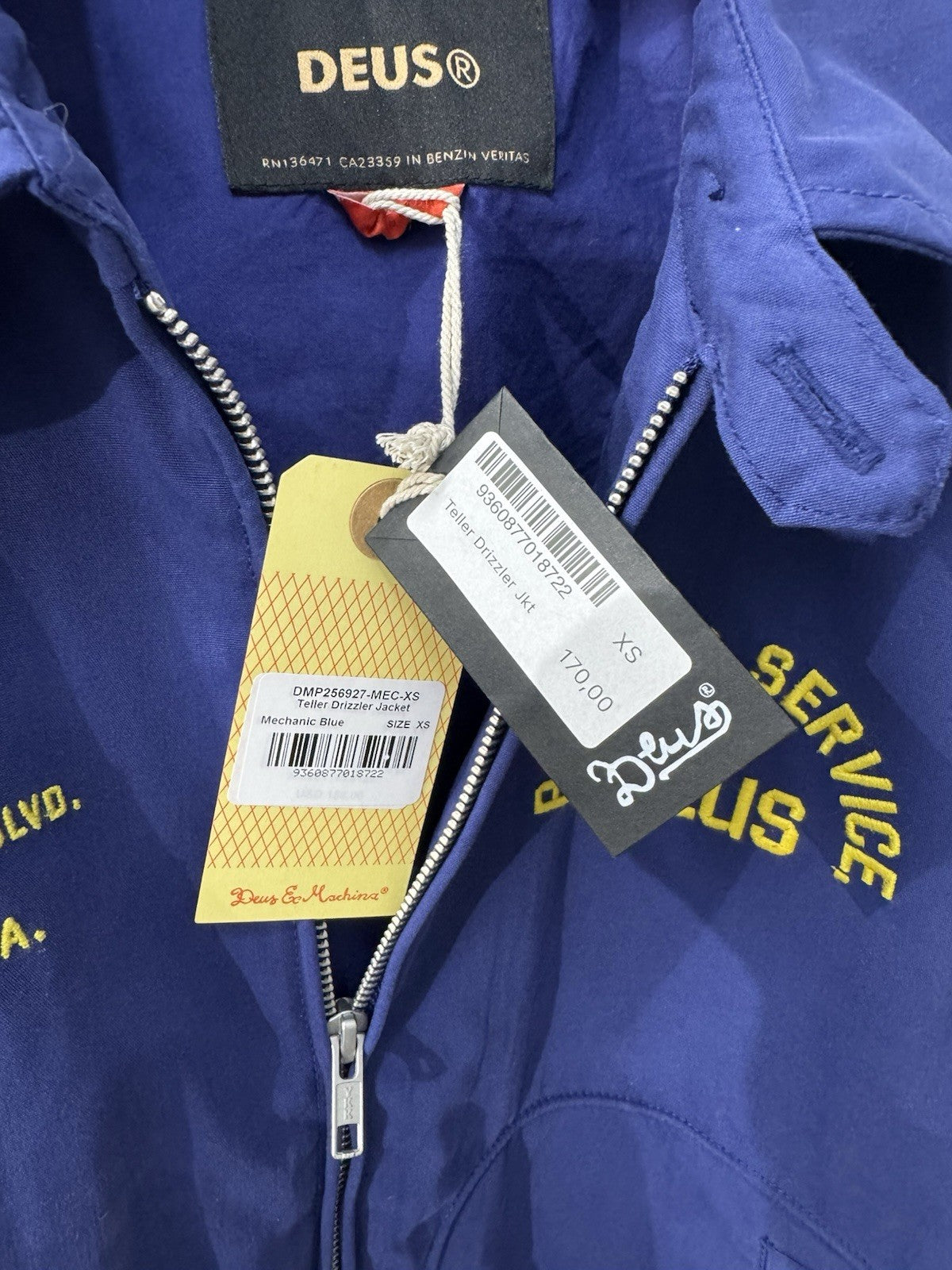 Deus Ex Machina Teller Drizzler Jacket Meccanic Blue Cotone Icon Jacket Deus Xs