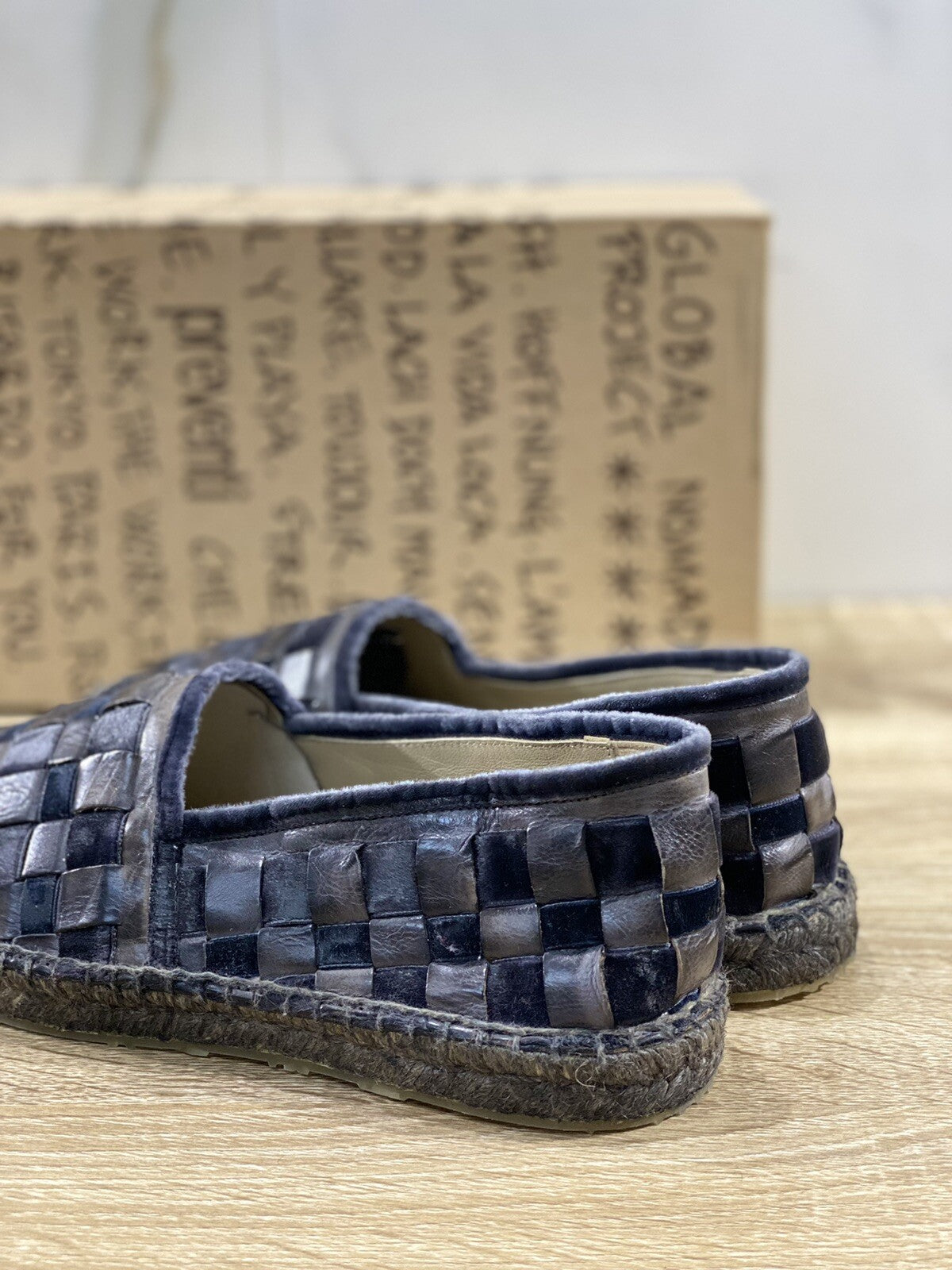 Preventi Espadrilles Uomo In Pelle Intrecciata Blu Men Shoe Preventi 40
