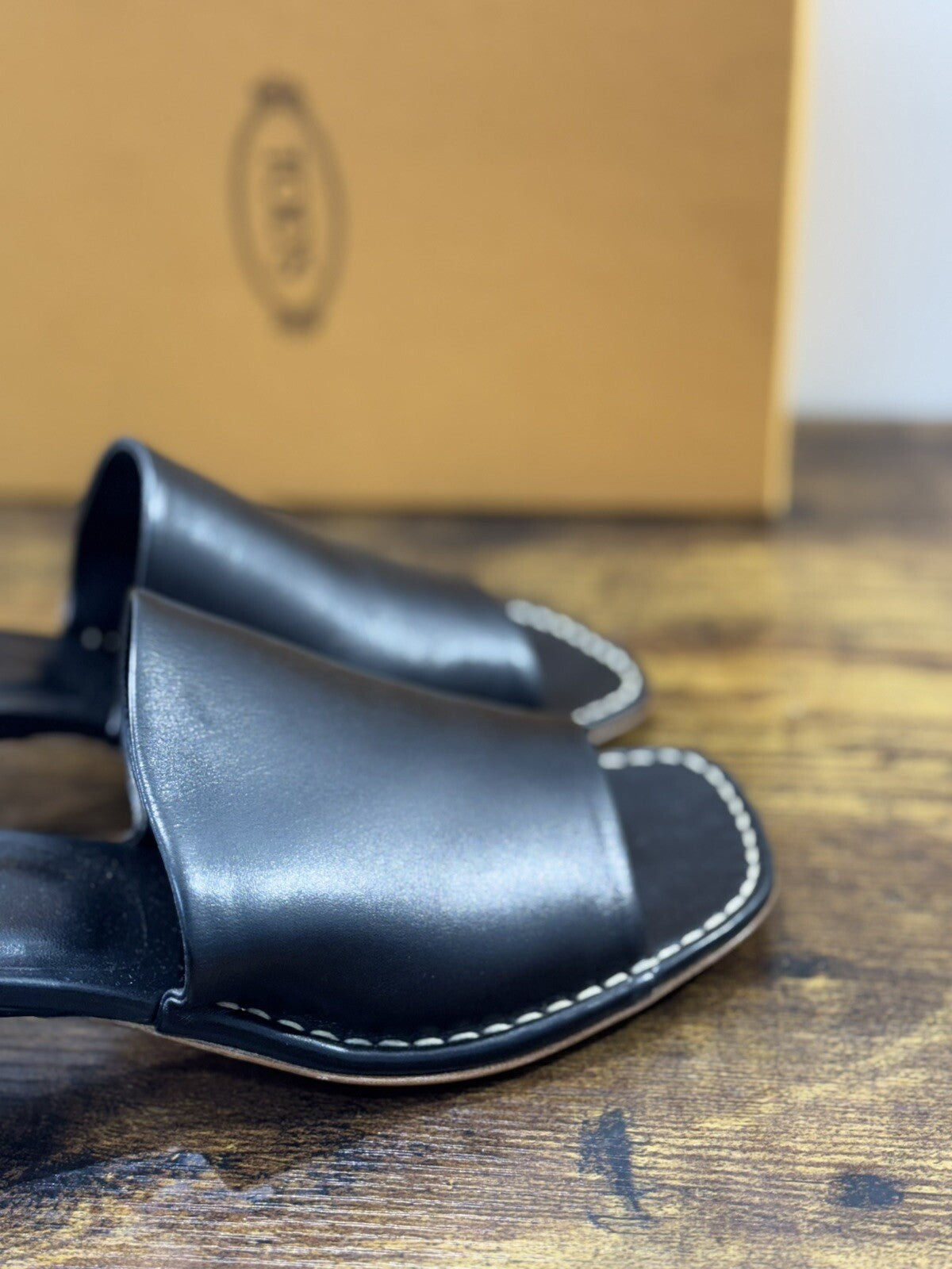 Tod’s Sandalo Donna Pelle Nero Ciabatta Luxury Tod’s Woman Shoe 39